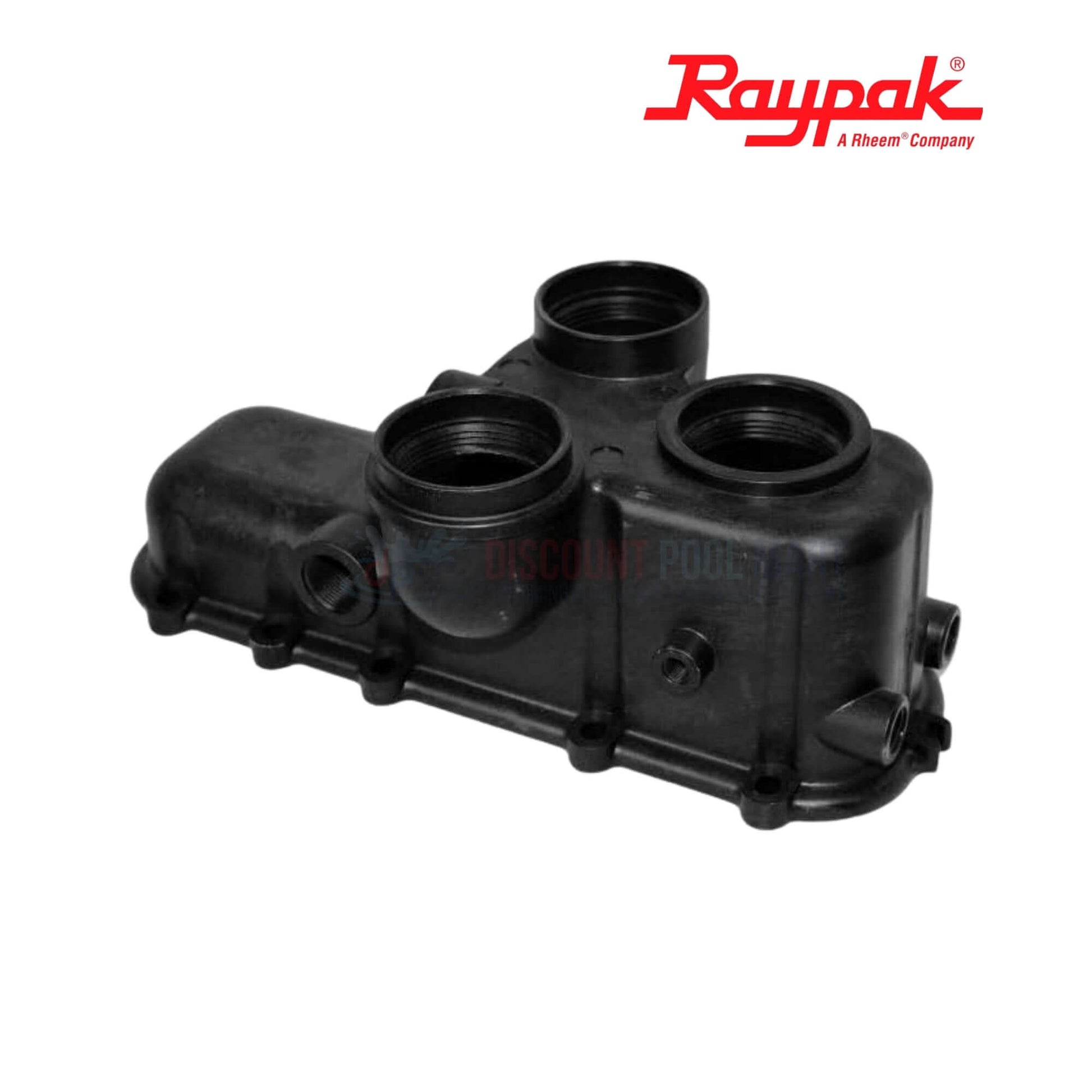 Raypak 019049F Complete Header Kit For Avia 264A & 404A in black. Genuine OEM replacement by Discount Pool Mart for pool supplies.
