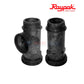 Raypak Complete Header Kit For Avia 264A & 404A, SKU 019049F, showing inlet/outlet header in black. From Discount Pool Mart.