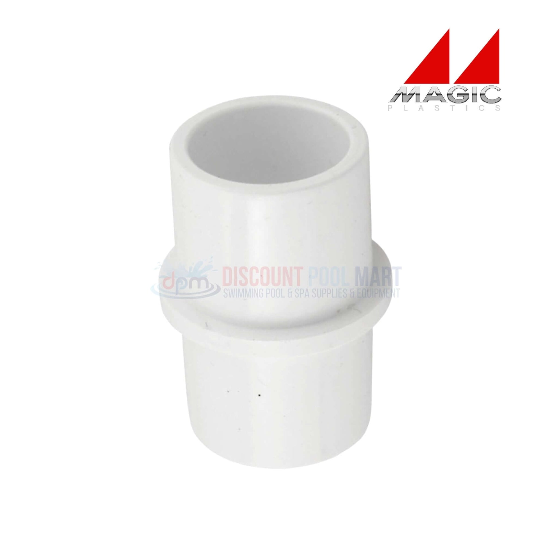0302-15 | Magic Plastics 1.5" Pipe Inside Connector Coupler, white PVC, used for pool plumbing, from Discount Pool Mart.