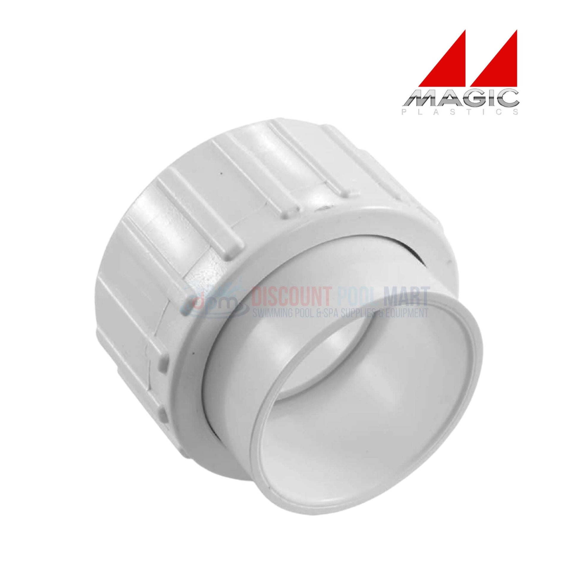 Magic Plastics 0602-15 1.5" pump union FBT x slip, white, durable for pool plumbing, from Discount Pool Mart.