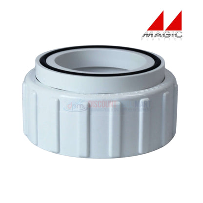 Magic Plastics 0602-15 1.5 inch pump union, FBT x slip, white, durable for pool plumbing, from Discount Pool Mart.
