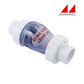 Magic Plastics 0823-10C 1" Union Swing Spring Check Valve, clear with DPM logo, used for pool supplies and irrigation systems.