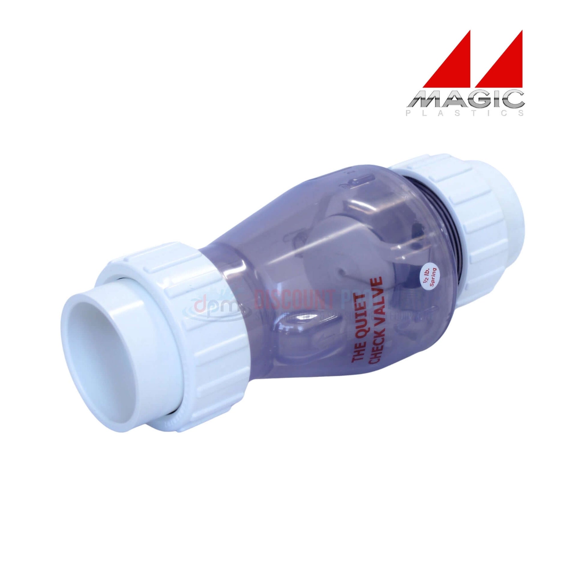 Magic Plastics 0823-20C 2" union swing-spring check valve, transparent for pool supplies at Discount Pool Mart.
