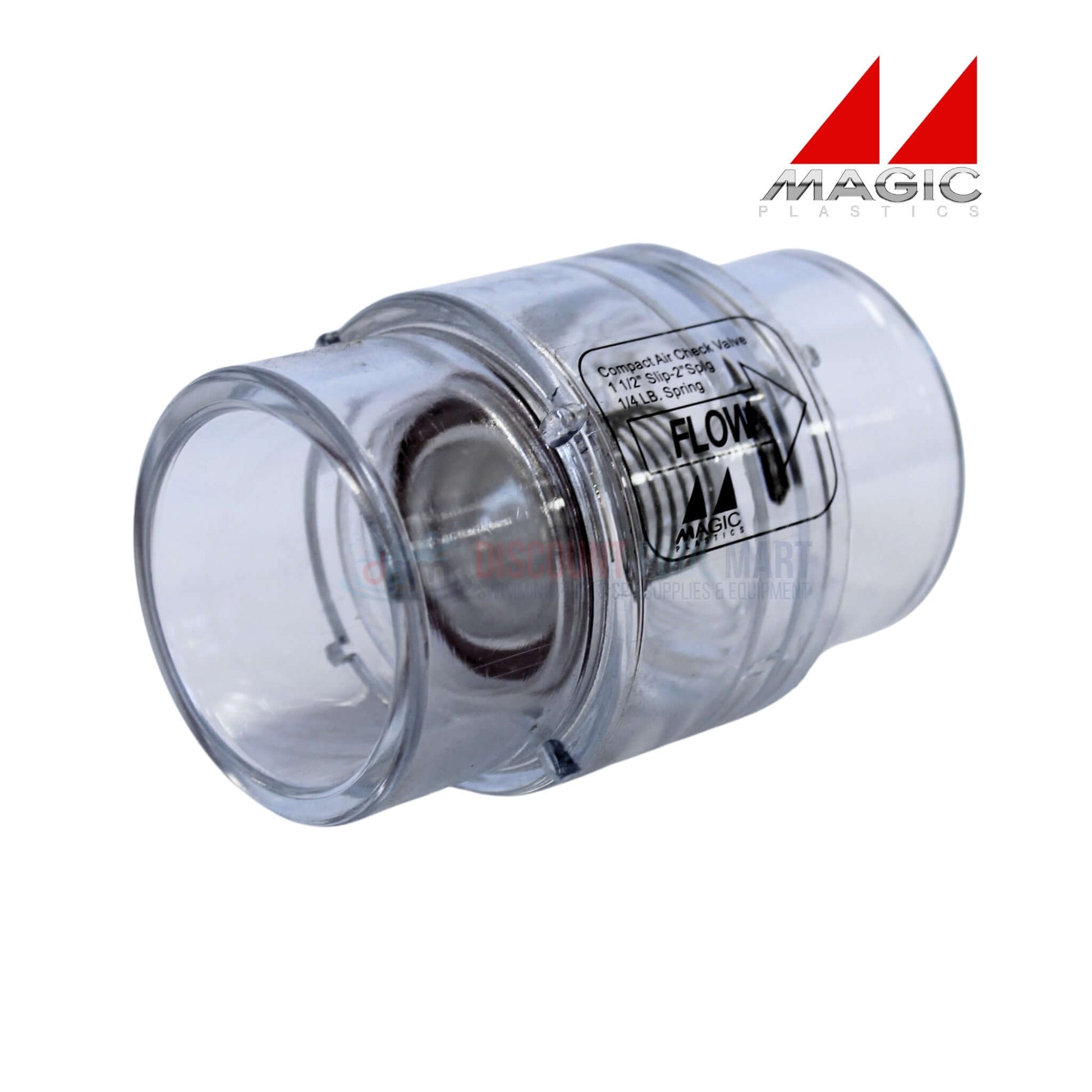 Magic Plastics 0830-15C 1.5" Slip x 2" Spigot Check Valve - Clear, ideal for pool and spa systems, from Discount Pool Mart.
