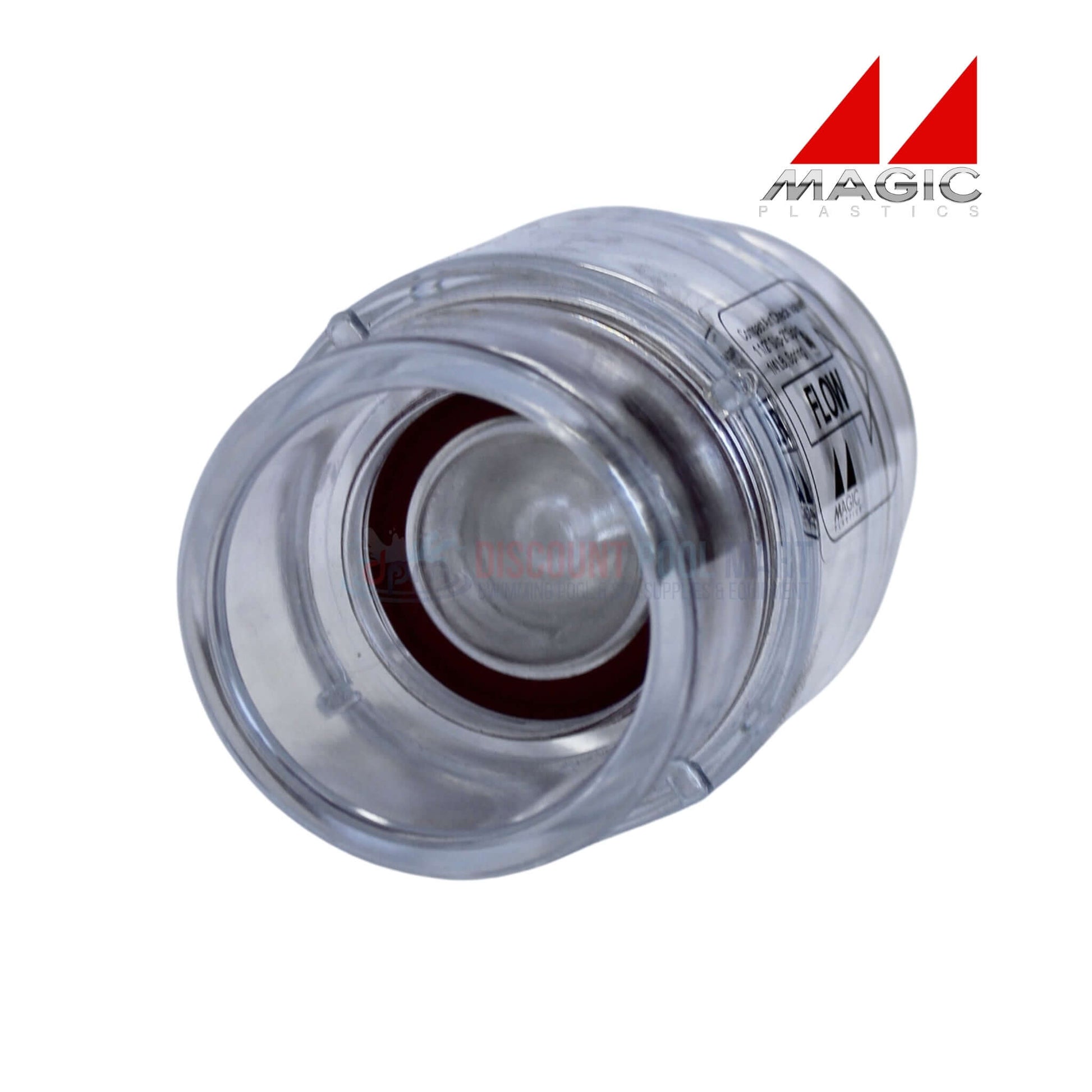 Magic Plastics 0830-15C clear 1.5" slip x 2" spigot check valve, ideal for pool supplies and maintenance from Discount Pool Mart.