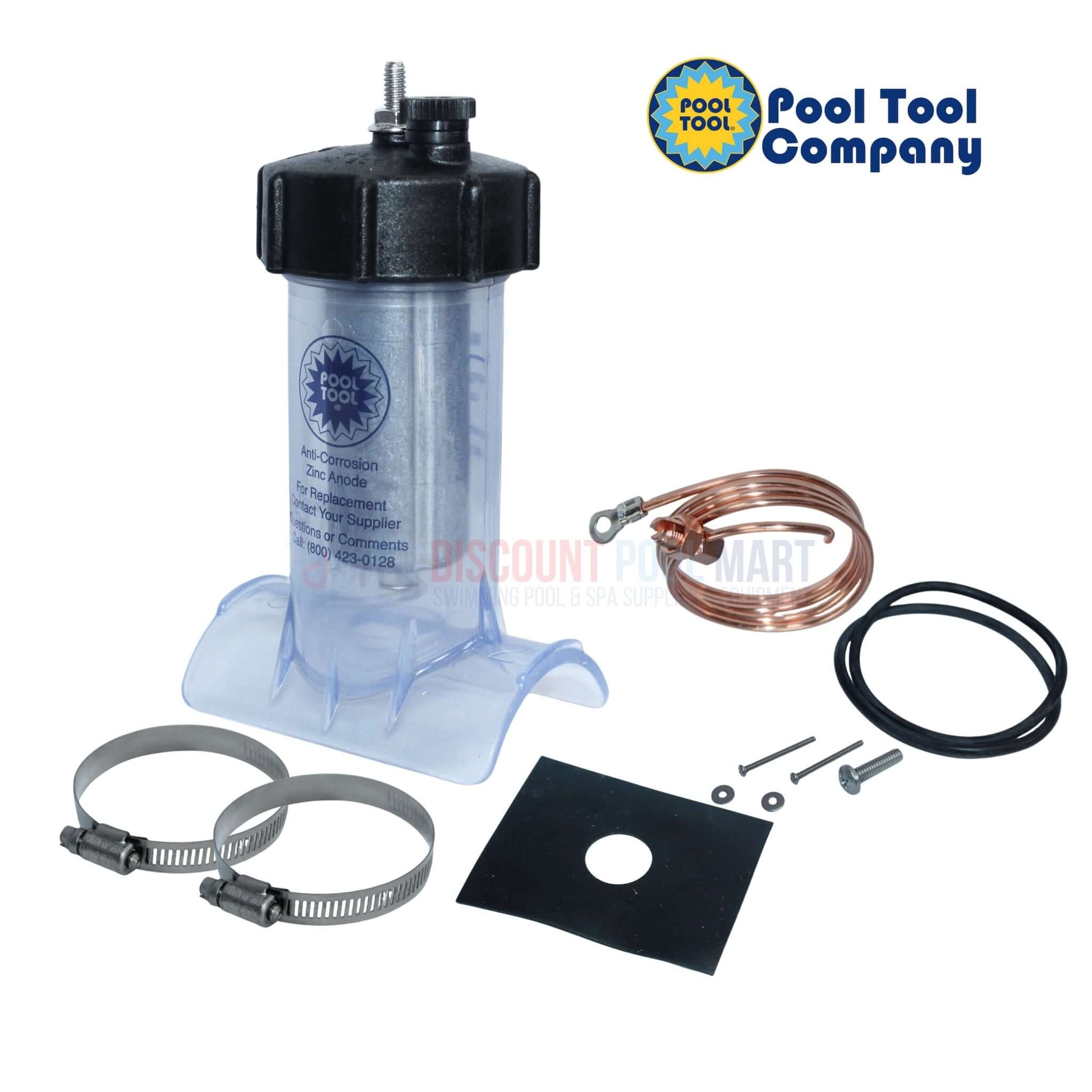 104C-2 | Pool Tool Inline Anti Electrolysis Corrosion Zinc Anode with components, used for pool protection. Discount Pool Mart.