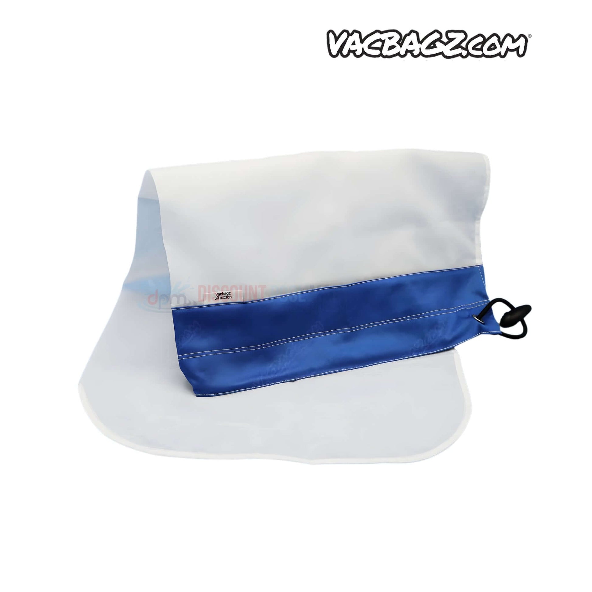 1506-30 | VacBagz Power Vacuum 80 Micron Bag | 30" | Blue, showing blue mesh design for pool vacuums. Available at Discount Pool Mart.