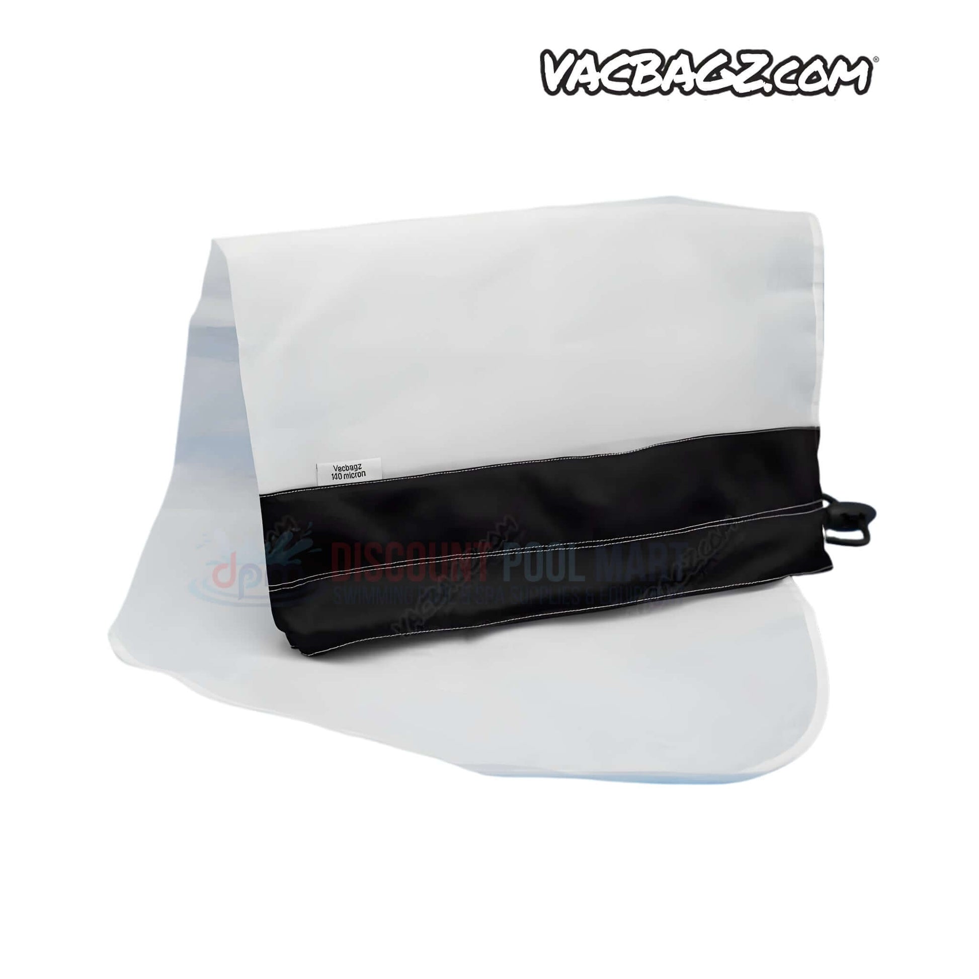 1503-30 | VacBagz Power Vacuum 140 Micron Bag | 30" | Black pool debris bag from Discount Pool Mart, showcasing durable mesh design.