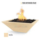 The Outdoor Plus Maya Fire Bowl in Vanilla GFRC Concrete from Discount Pool Mart DPM, modern outdoor fire feature.