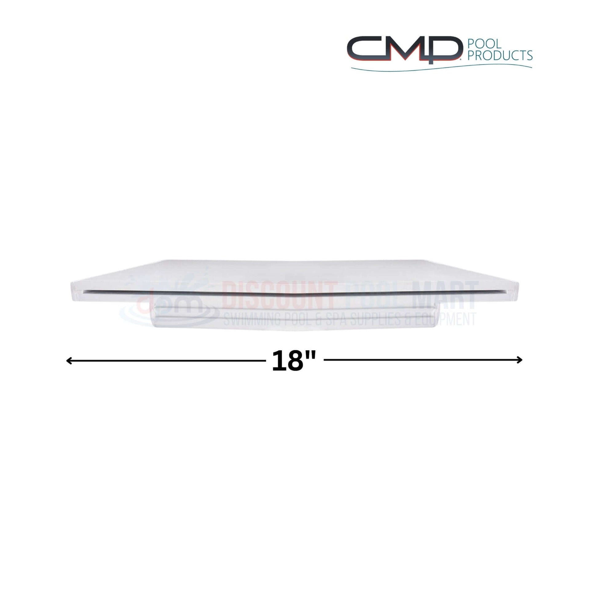 CMP Natural Wonders 18" x 6" Lip White Waterfall 25577-180-000 shows a sleek 18" white waterfall for pools. Ideal for enhancing any swimming pool setup.