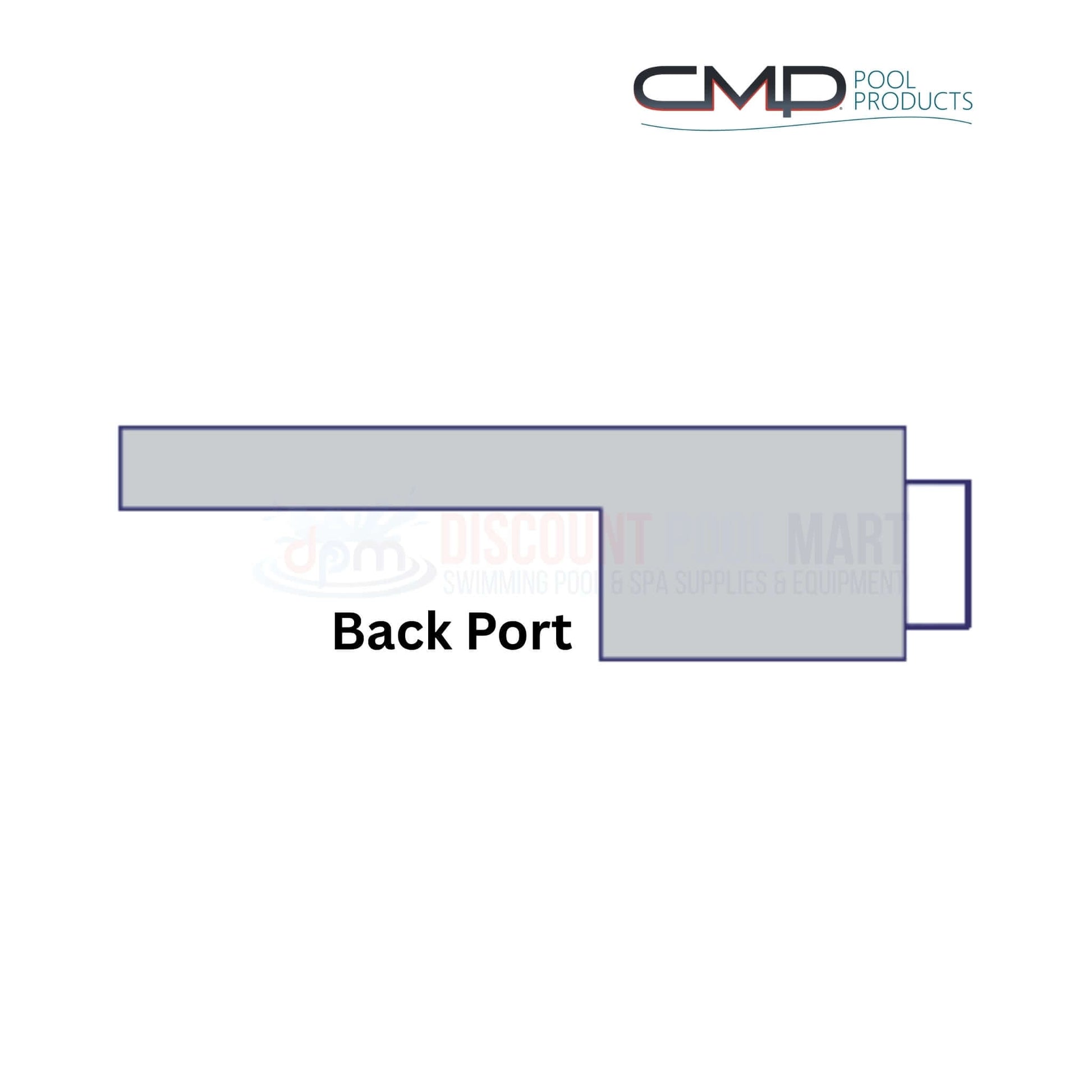 Back port diagram for 25577-180-000 | CMP Natural Wonders 18" x 6" Lip White Waterfall from Discount Pool Mart.