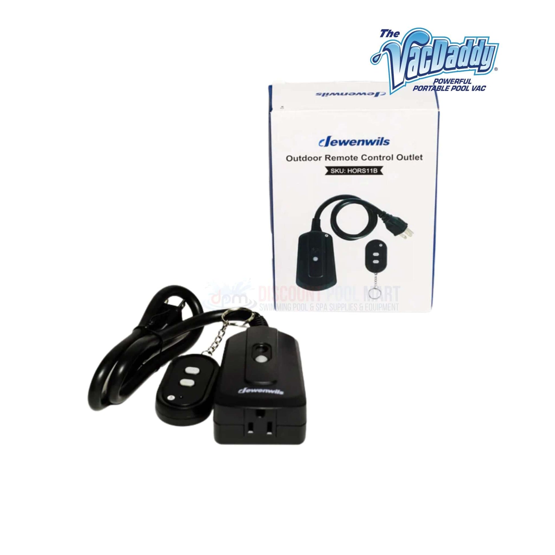 Dewenwils outdoor remote control outlet for The VacDaddy Pro Bundle portable pool vacuum cleaner, Discount Pool Mart DPM.