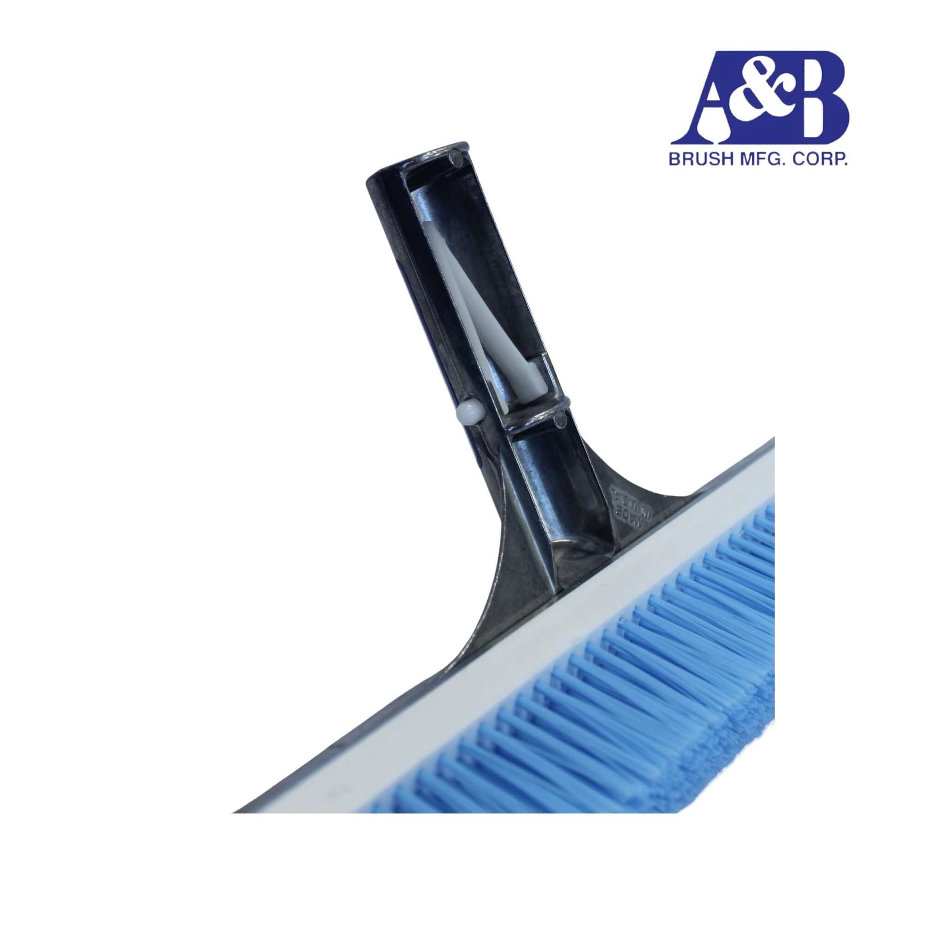 Close-up of 3020 | A&B 24" Commercial Wide Nylon Blue Brush showing vibrant blue bristles for pool cleaning, by Discount Pool Mart.