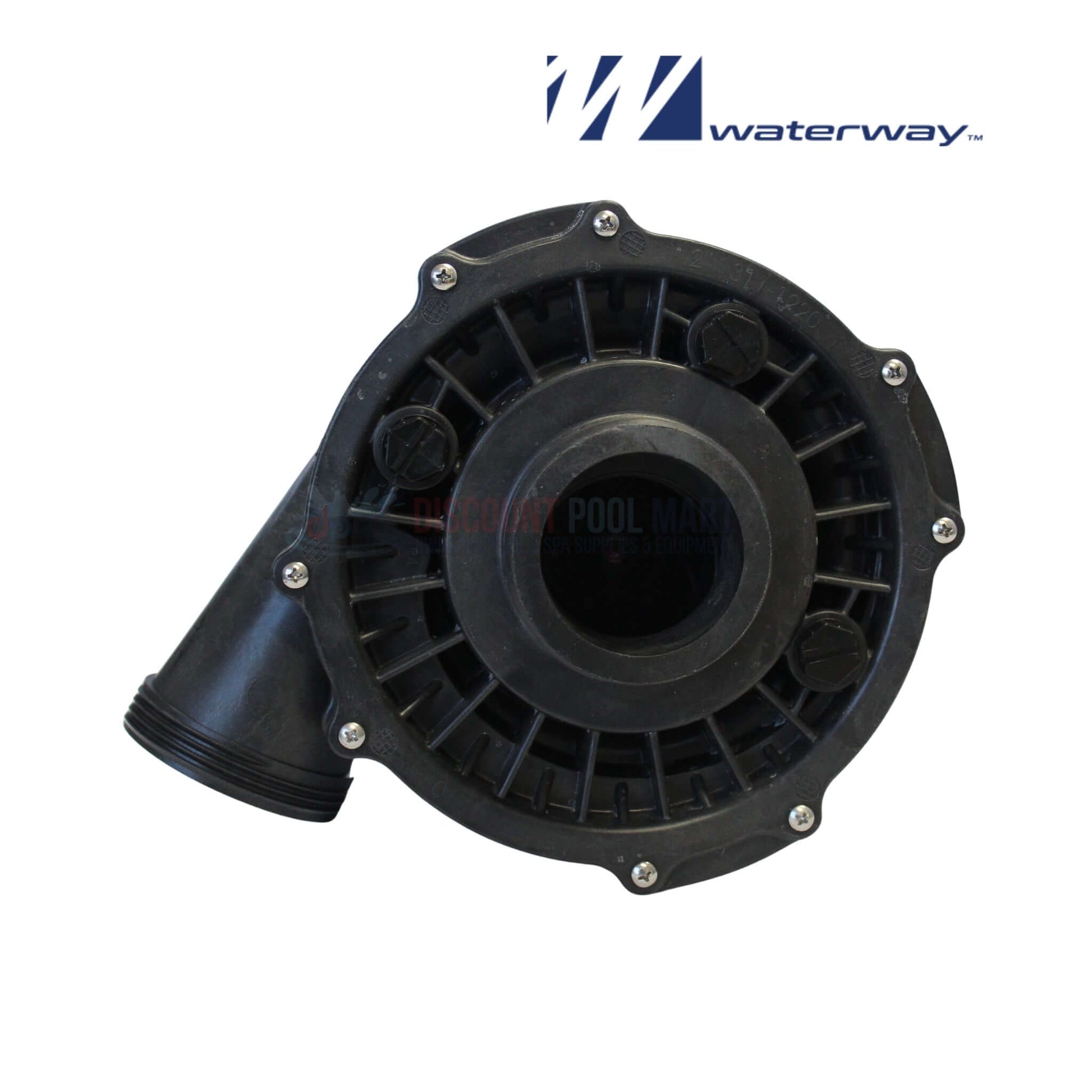 310-1890 | Waterway Executive Wet End 48 Frame | 2HP | 2" shown from the side, black assembly, ideal for pool supplies at Discount Pool Mart.
