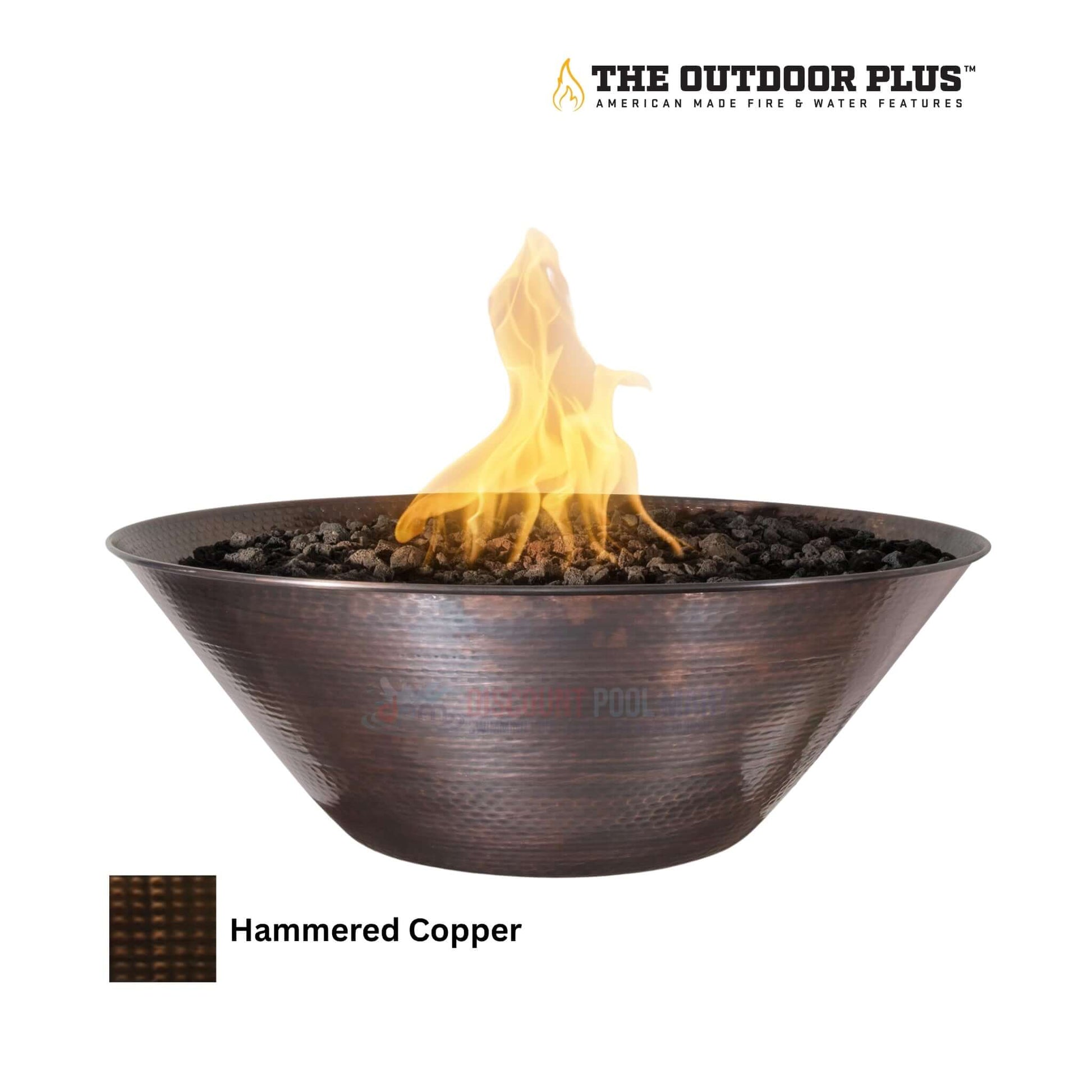The Outdoor Plus Remi Fire Bowl 31" Hammered Patina Copper DPM SKU:12345 - Elegant outdoor fire feature.