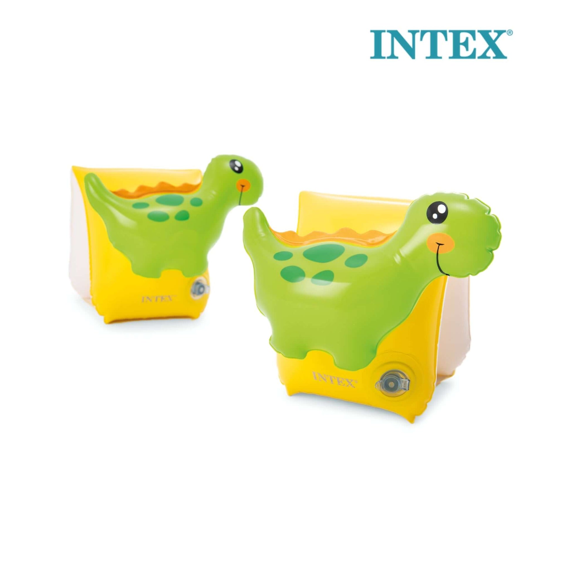 Intex Dinosaur Arm Bands for toddlers, vibrant 3D dinosaur design, safety features, SKU 32132J, from Discount Pool Mart DPM.