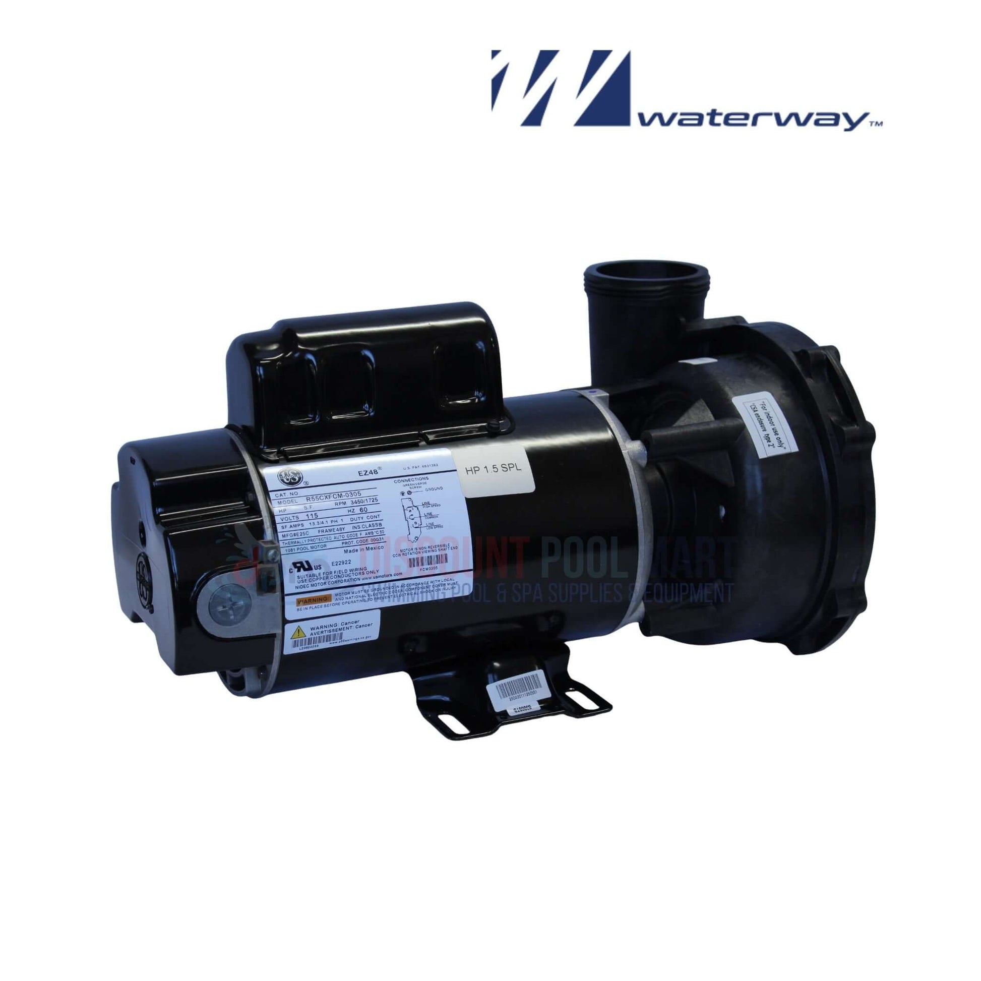 Waterway 1.5HP Executive Spa Pump 115V 3420610-1A, black two-speed pump, perfect for pool supplies from Discount Pool Mart.