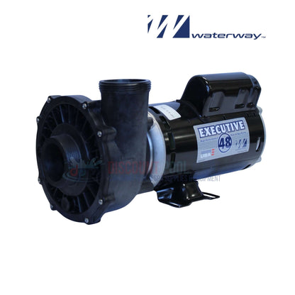 Waterway 3421821-1A | Waterway 4.5HP Executive Pump 2 Speed in black, showcasing its intake, ideal for spa systems. Discount Pool Mart.