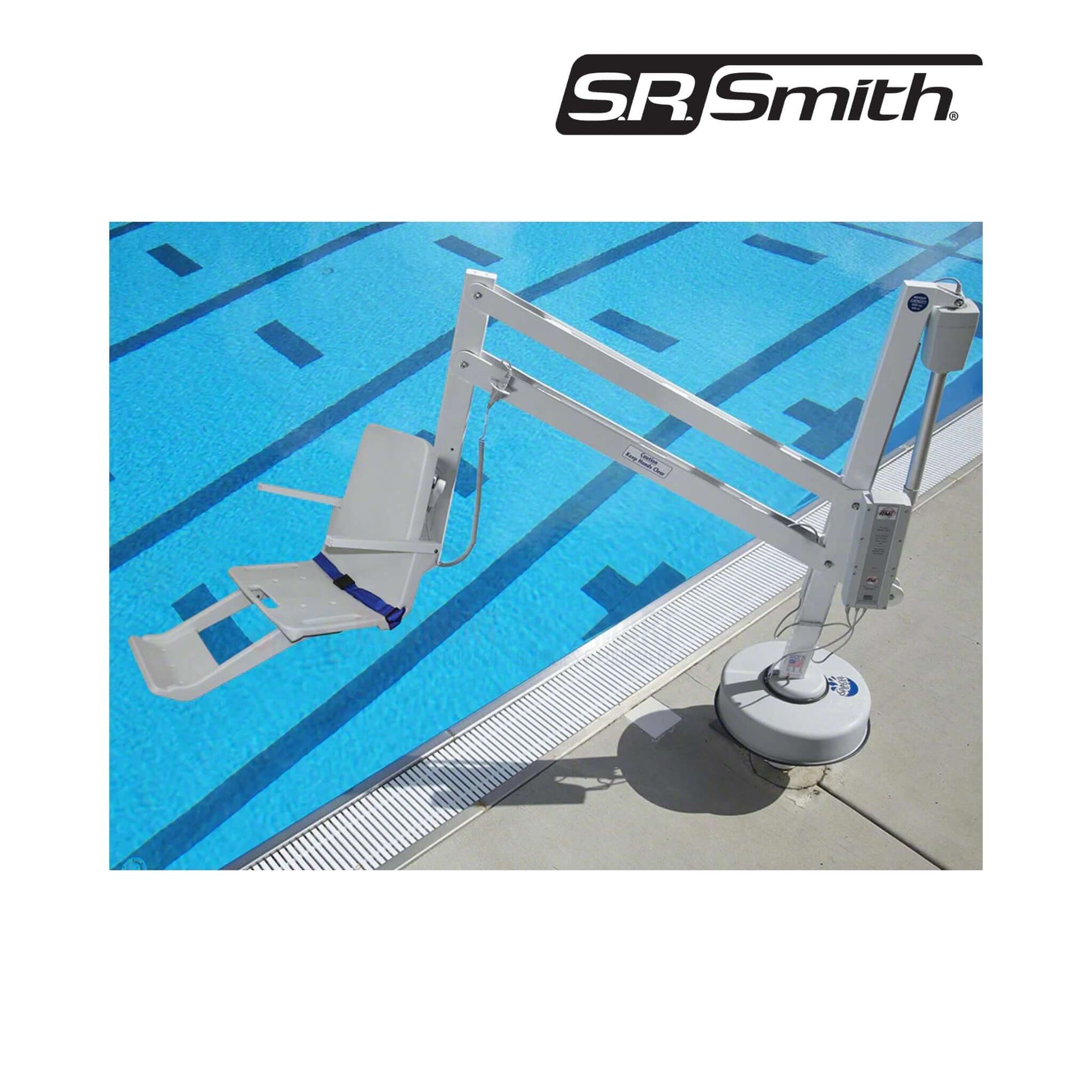 S.R. Smith Splash Pool Lift 395-0000N with arm rests at Discount Pool Mart DPM for ADA-compliant aquatic access.