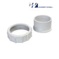 400-6010 | Waterway 2.5" x 2.5" Pump Union shown in white, featuring slip and nut connection for pool supplies by Discount Pool Mart.
