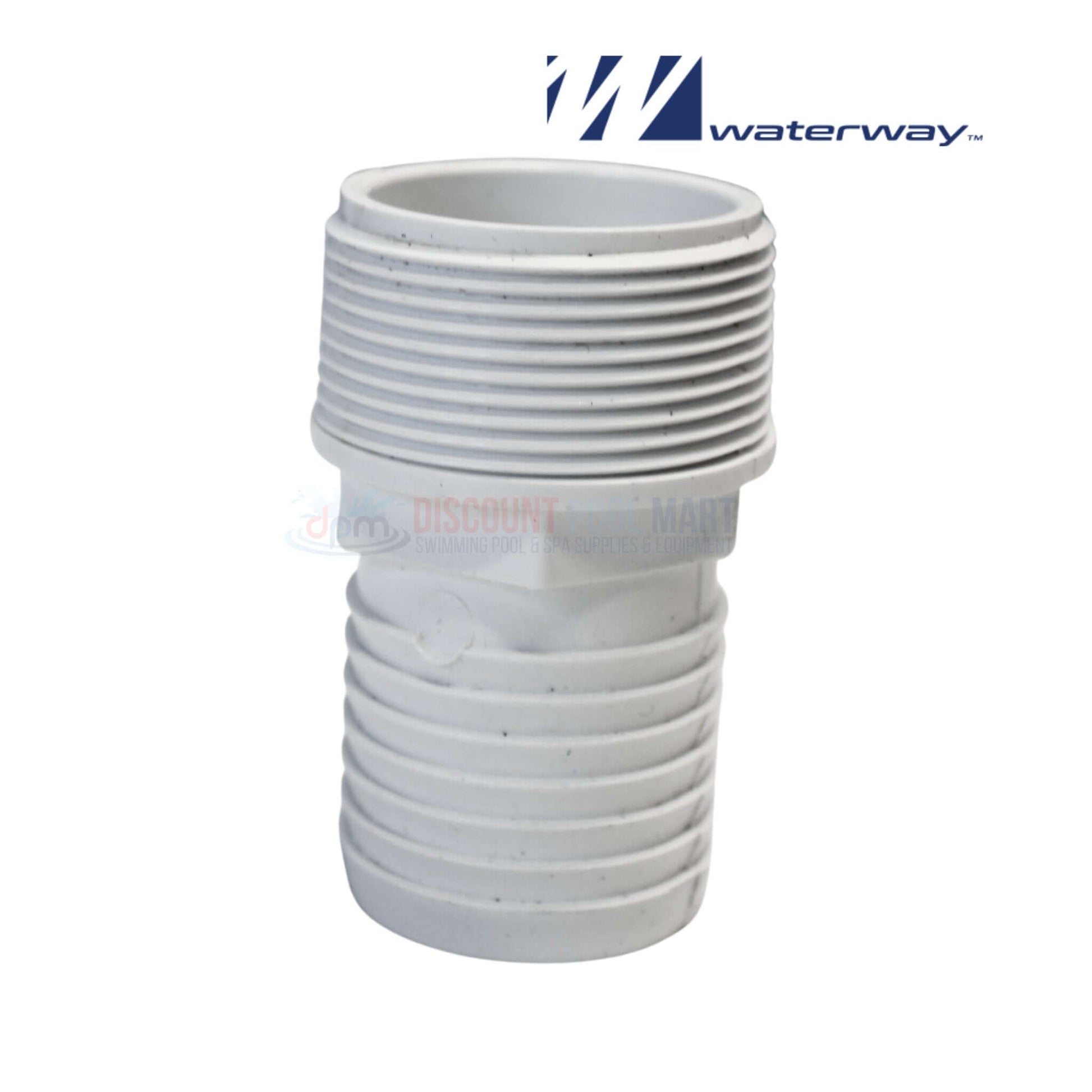 417-6150 | Waterway 1.5" x 1.5" Barbed Hose Adapter in white, ideal for pool supplies and swimming pool parts at Discount Pool Mart.