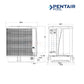 Pentair UltraTemp 140K BTU Heat Pump 460934 dimensions diagram, showcasing design details, side view, and utility for pool heating. Discount Pool Mart.
