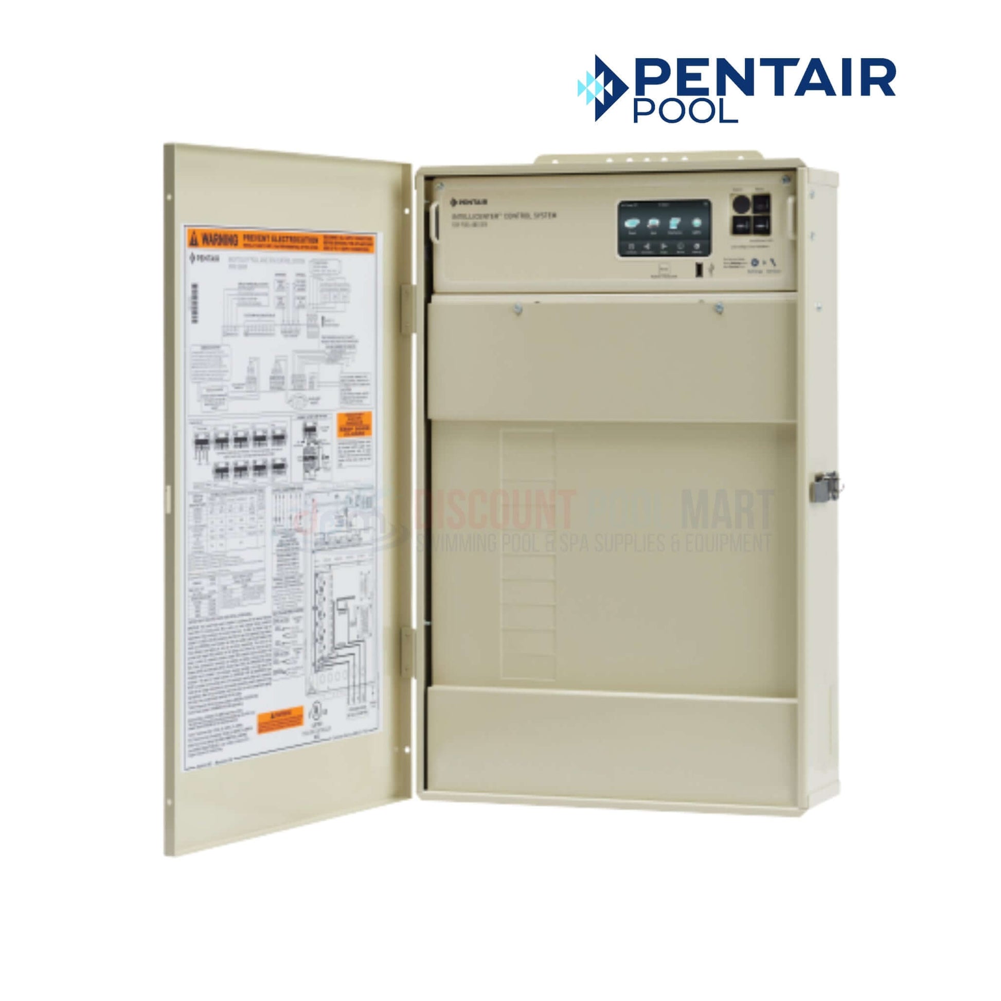 Pentair IntelliCenter i8PS Control System model 521904, showing touchscreen and internal wiring, available at Discount Pool Mart.