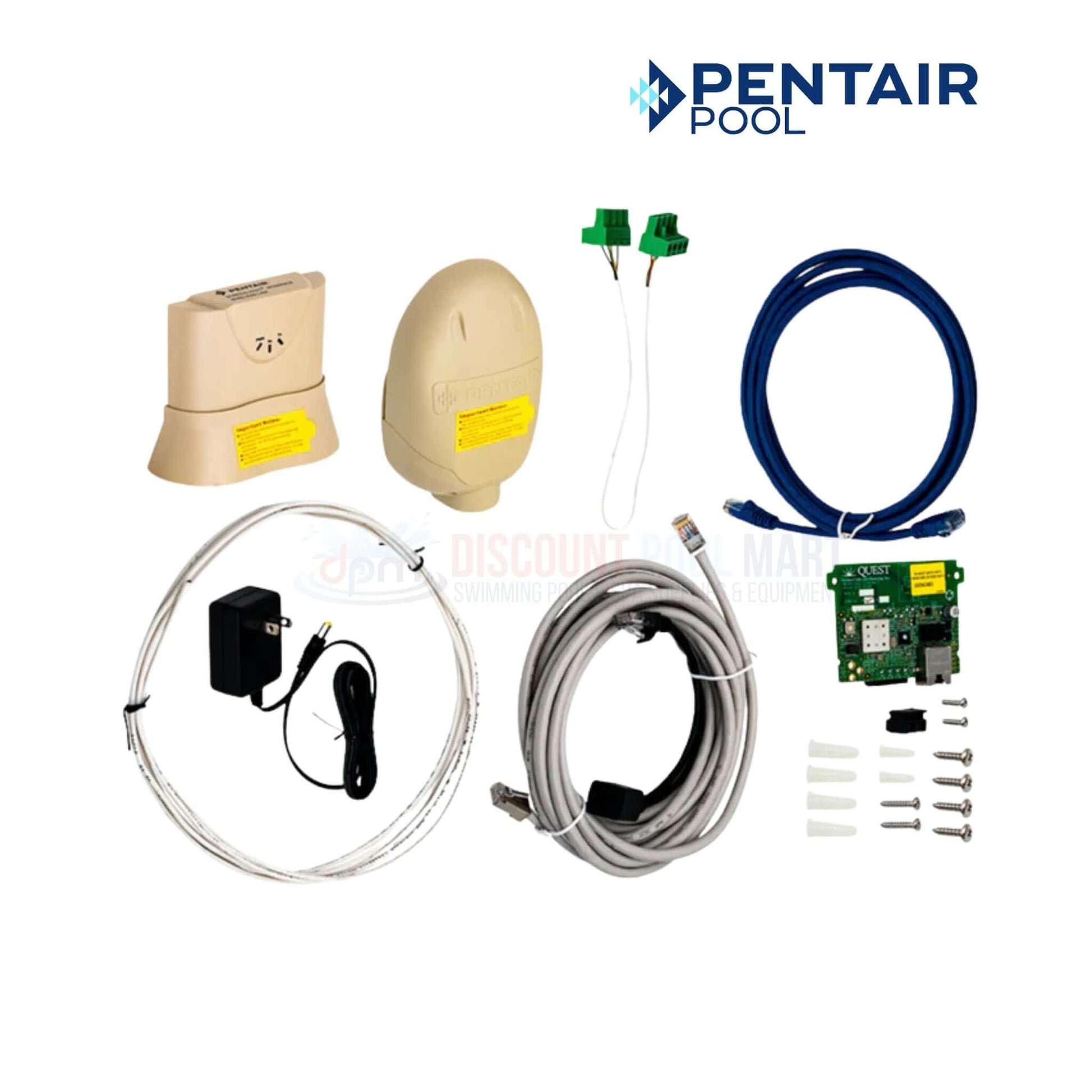 Pentair 523557 IntelliCenter Wi-Fi Wireless Link Kit with transceivers, cables, and attachments for pool automation. Discount Pool Mart.