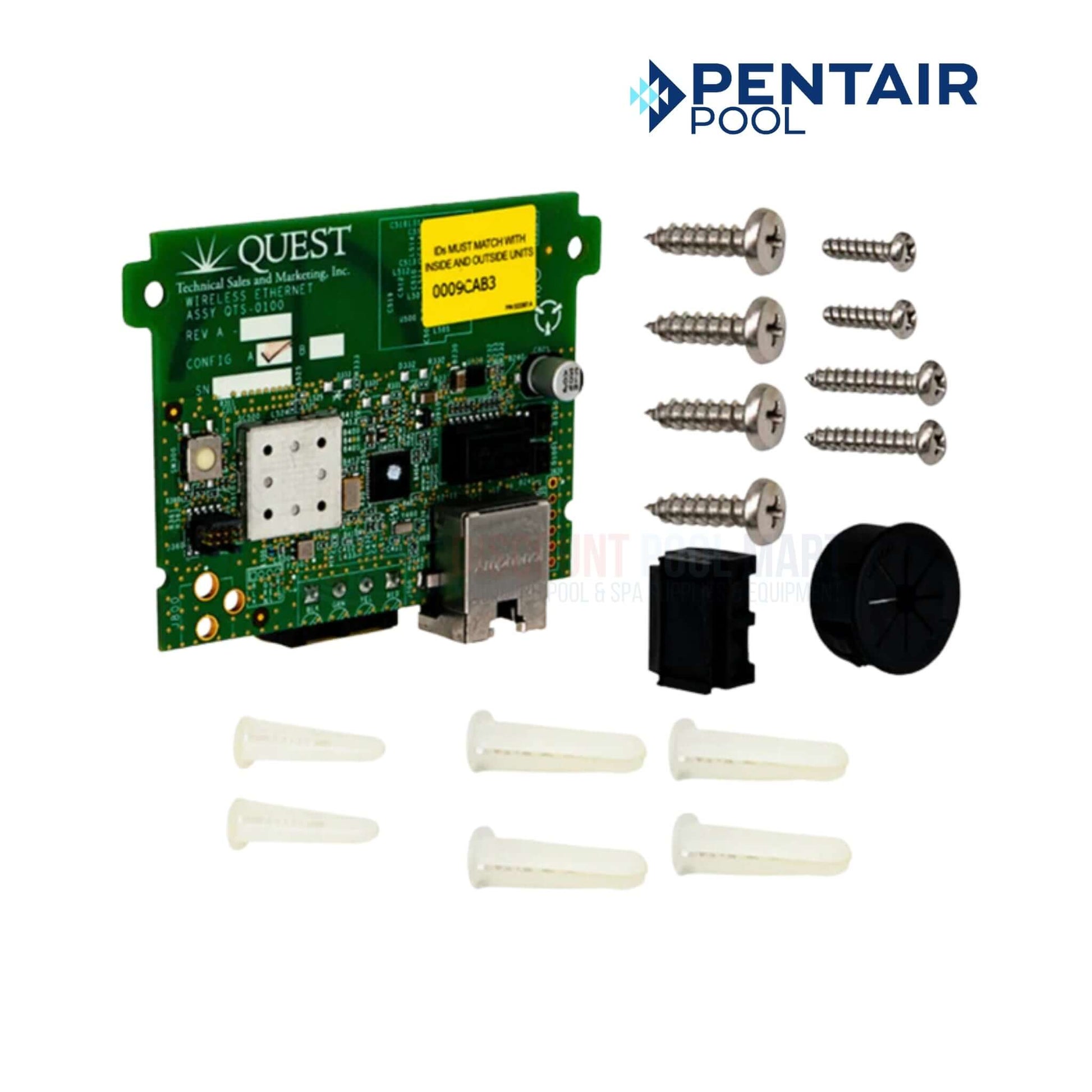 Pentair Quest circuit board and accessories, model 00009A83, compatible with pool automation systems, perfect for Discount Pool Mart.