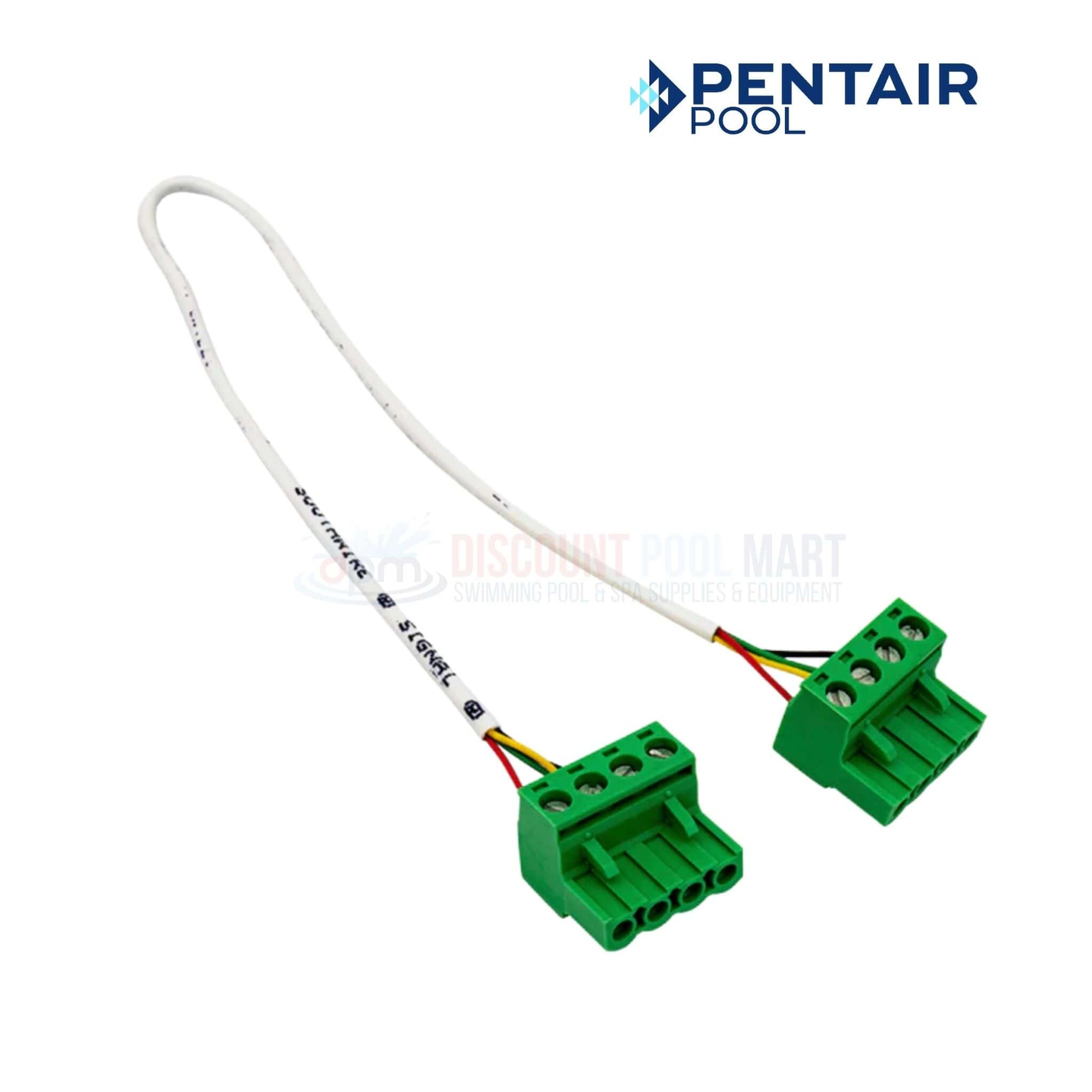 Pentair pool connector cable with two green terminals, used for pool automation systems; available at Discount Pool Mart.