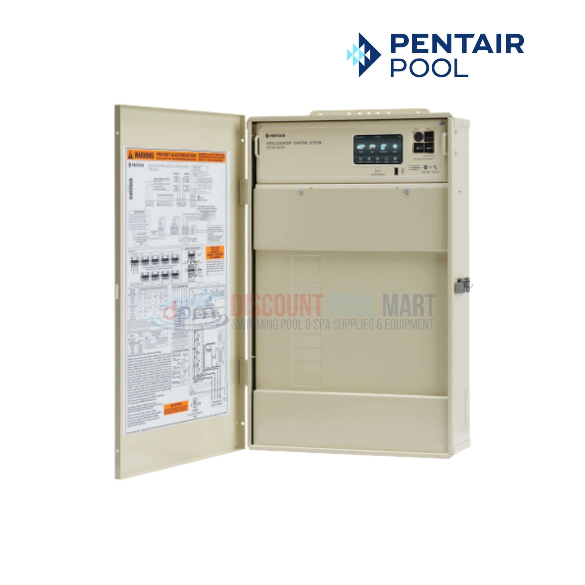 Pentair IntelliCenter i8PS Control System With ICL Plus40 (523961) showing open load center, installed at Discount Pool Mart.
