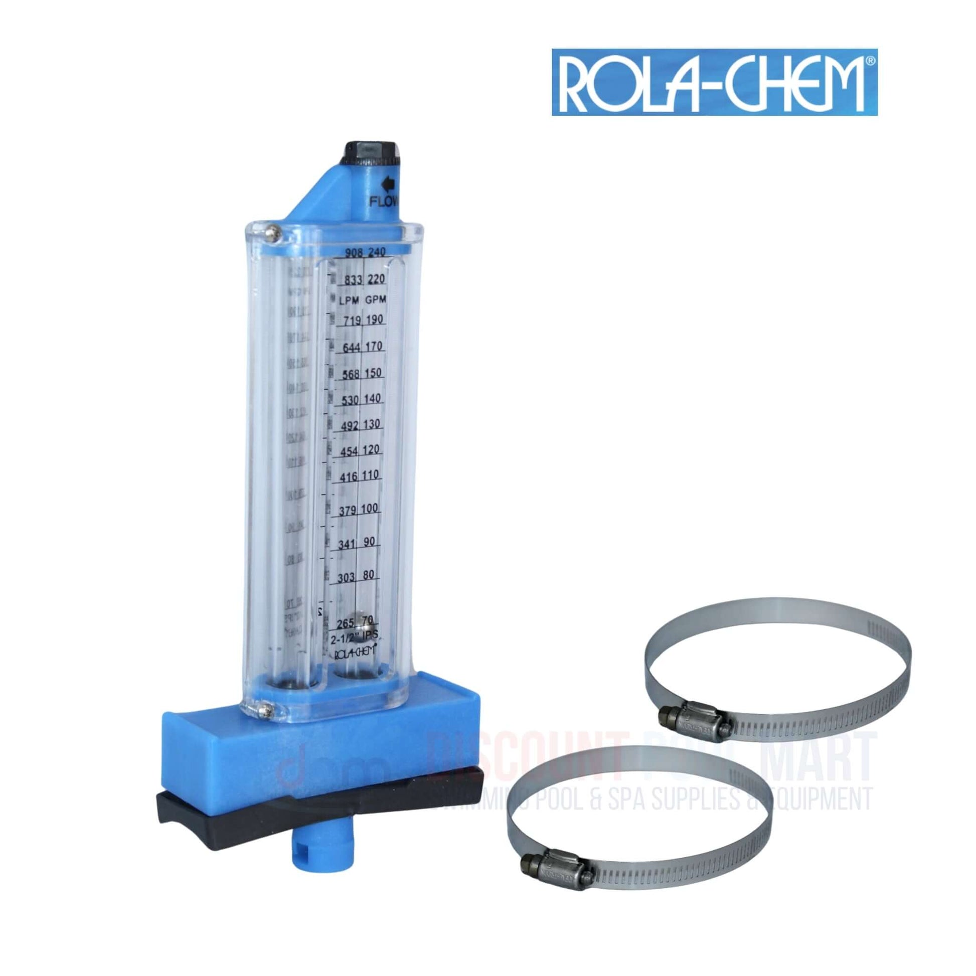 Rola-Chem Top Mount Flowmeter 570361T for precise flow measurements in PVC systems, available at Discount Pool Mart.