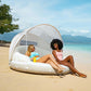INTEX Canopy Island Inflatable Pool Float with sunshade on the beach, perfect for 1-2 adults, SKU 58292EP, DPM.
