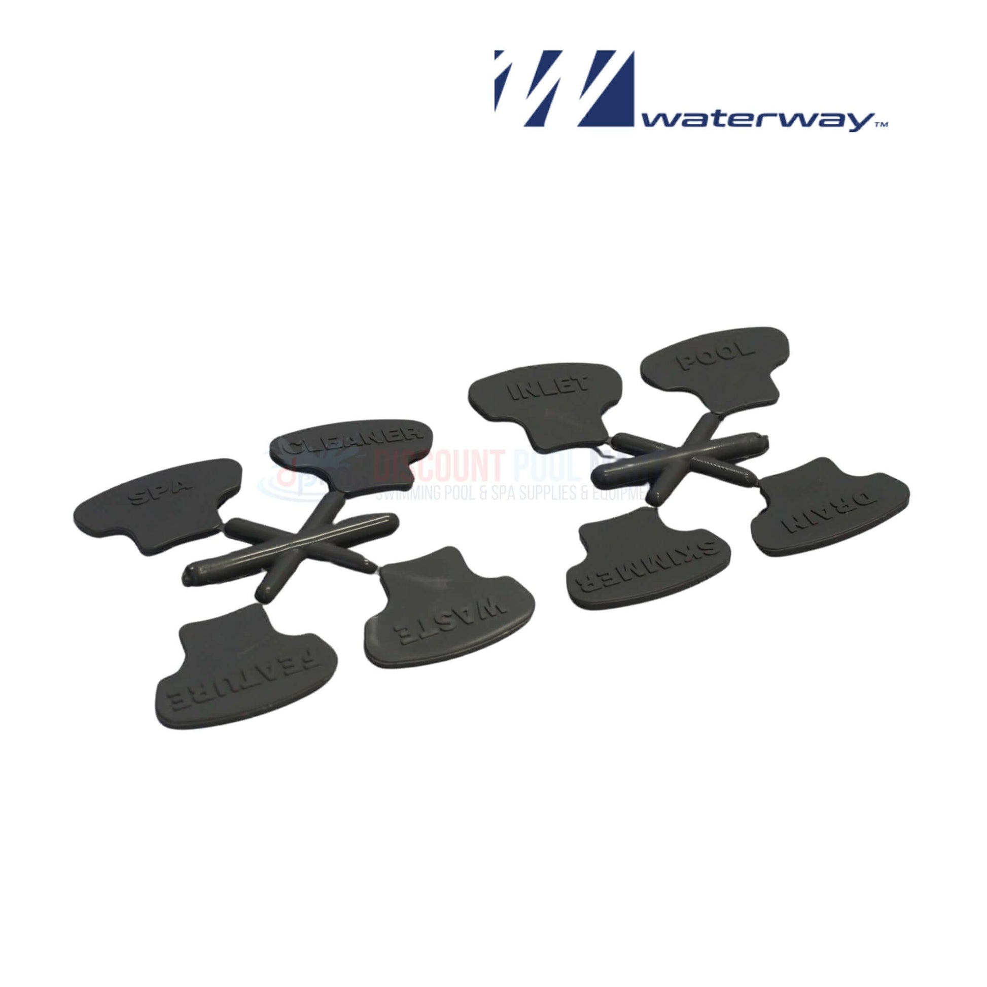Waterway TruSeal Valve Diverter 600-7160 parts in black for pool plumbing at Discount Pool Mart, showing multiple angle uses.