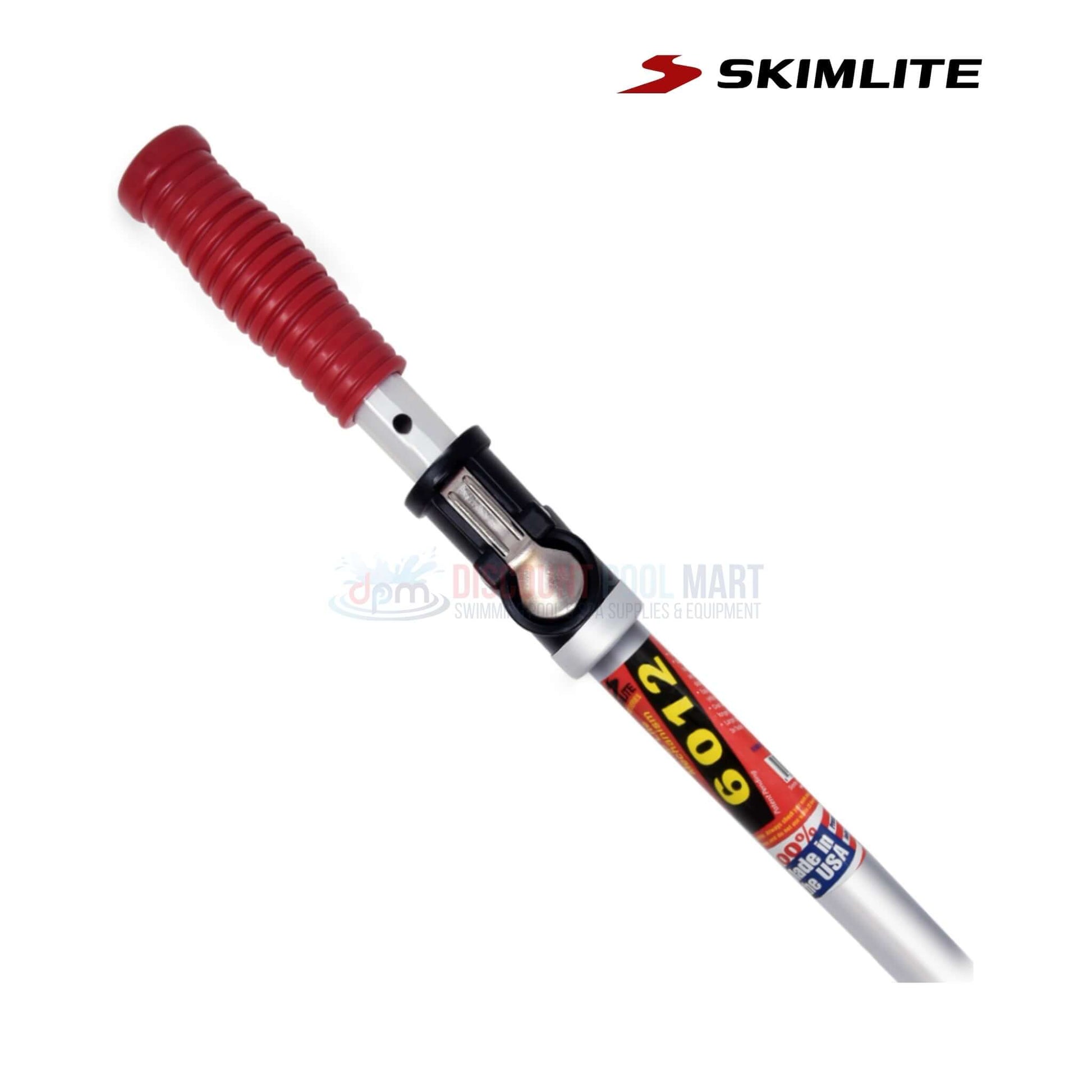 Skimlite SnapLite Telescopic Pole 6'-12' with Button Lock 6012 close-up showing red grip and button lock from Discount Pool Mart.