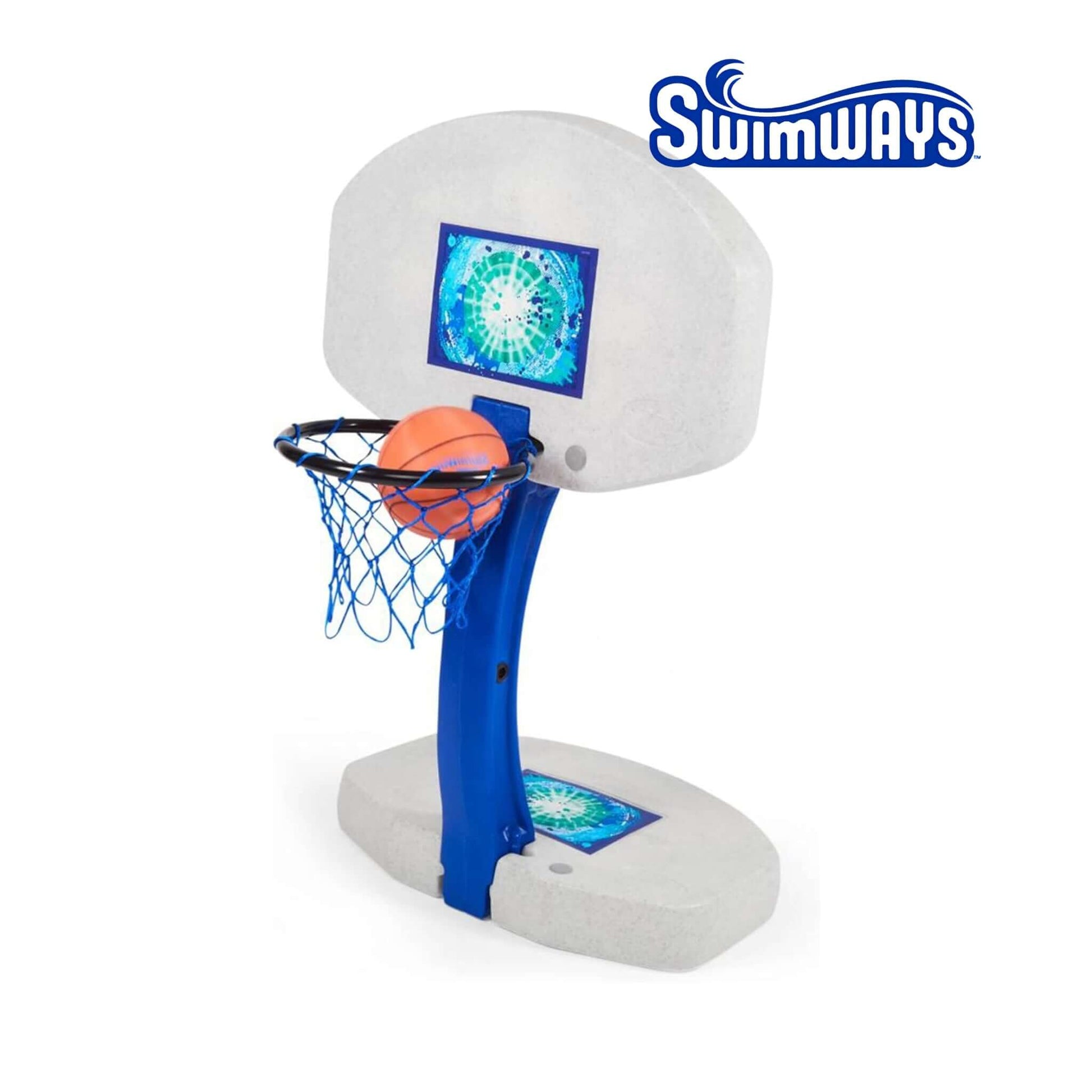 SwimWays 2-in-1 Pool Sport Combo Set featuring basketball hoop, includes pro-style basketball, SKU 6042387, Discount Pool Mart DPM.
