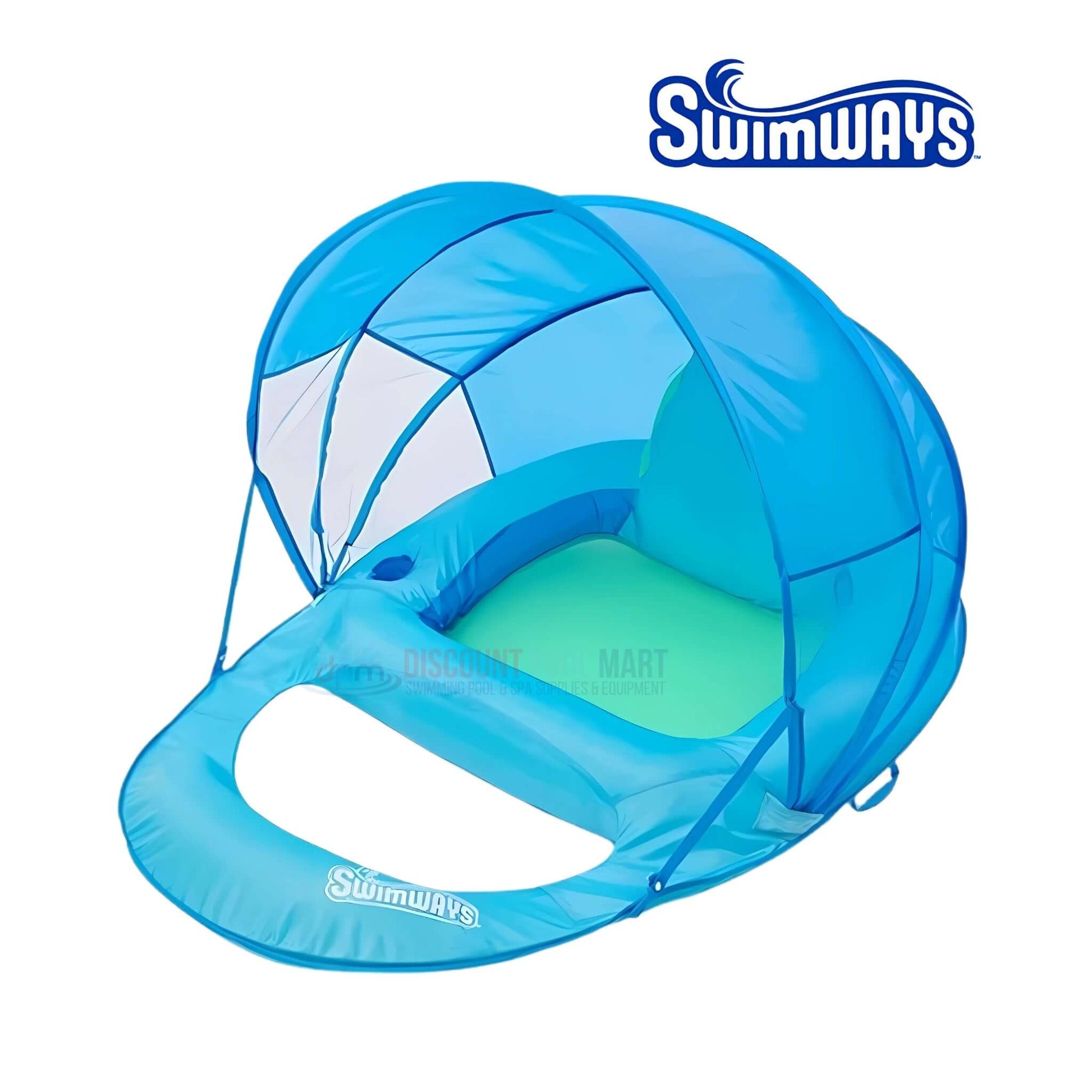 SwimWays Premium Spring Float Recliner w/Canopy 6069120 from Discount Pool Mart DPM for poolside relaxation.