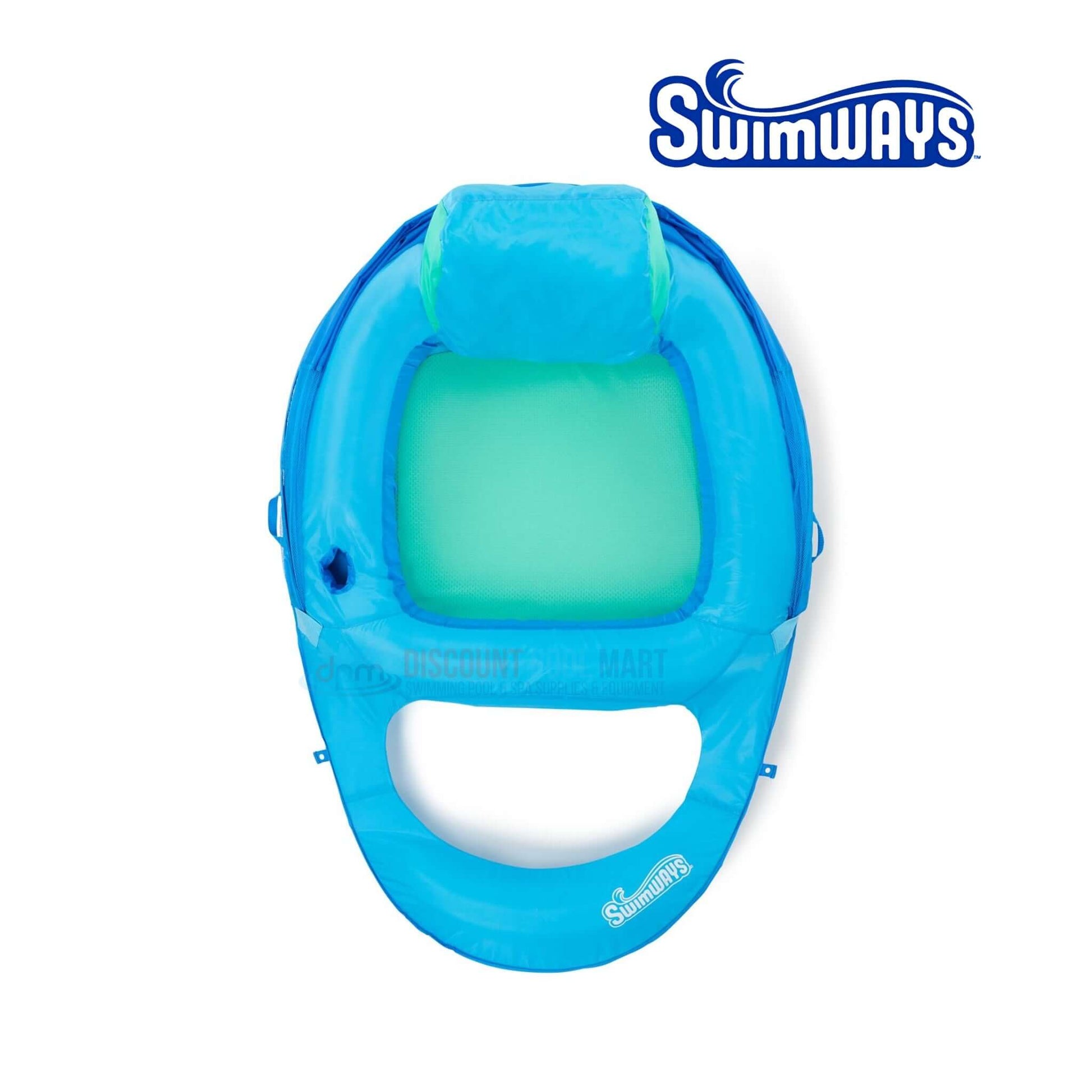 SwimWays Premium Spring Float Recliner with Canopy 6069120 from Discount Pool Mart DPM, perfect for poolside relaxation.