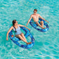 Two people enjoying the SwimWays Elite Spring Float Recliner in a pool at Discount Pool Mart (DPM) SKU 6069308.