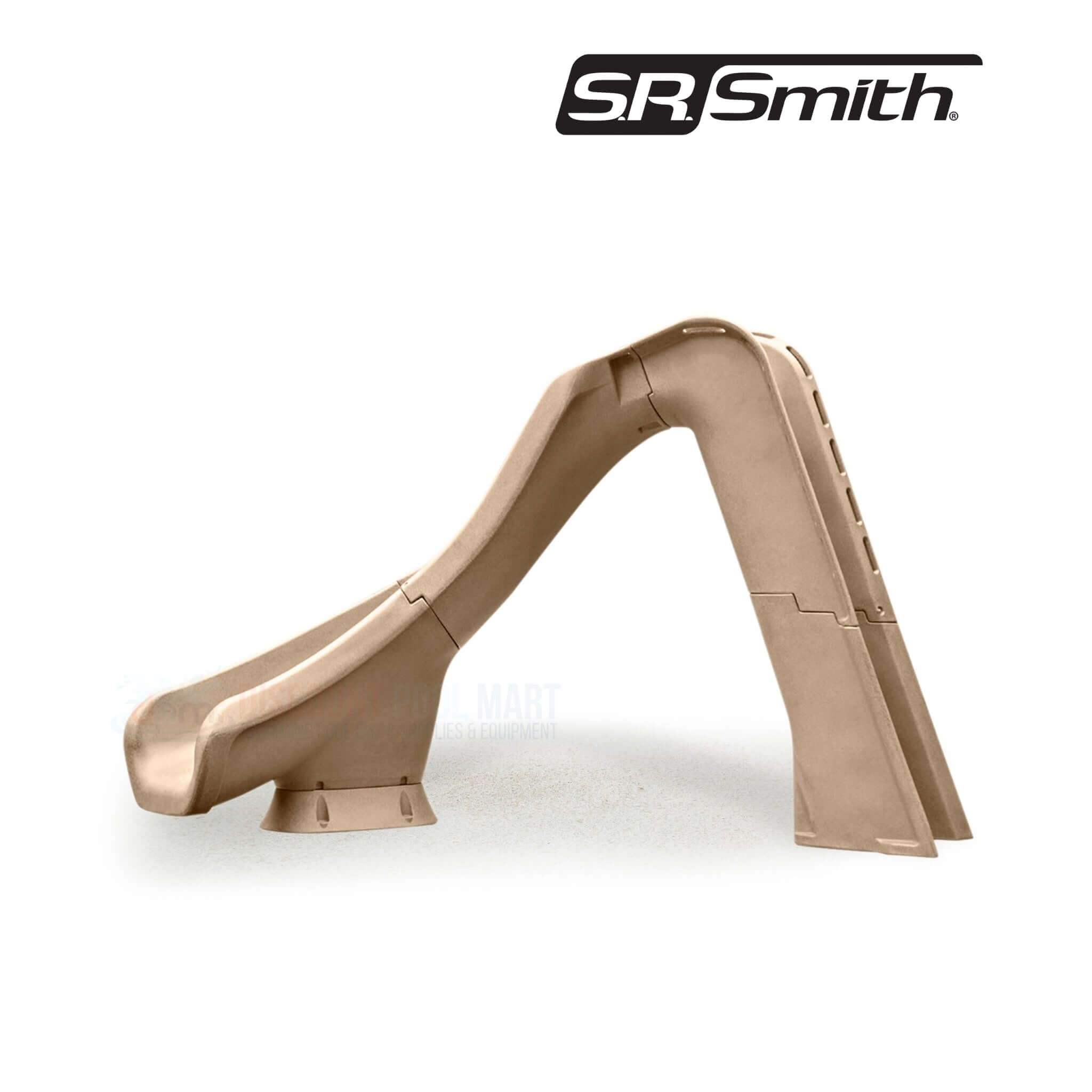 S.R. Smith Typhoon Pool Slide Left Turn, 7ft tall with molded handrails. Premium durable slide from Discount Pool Mart DPM
