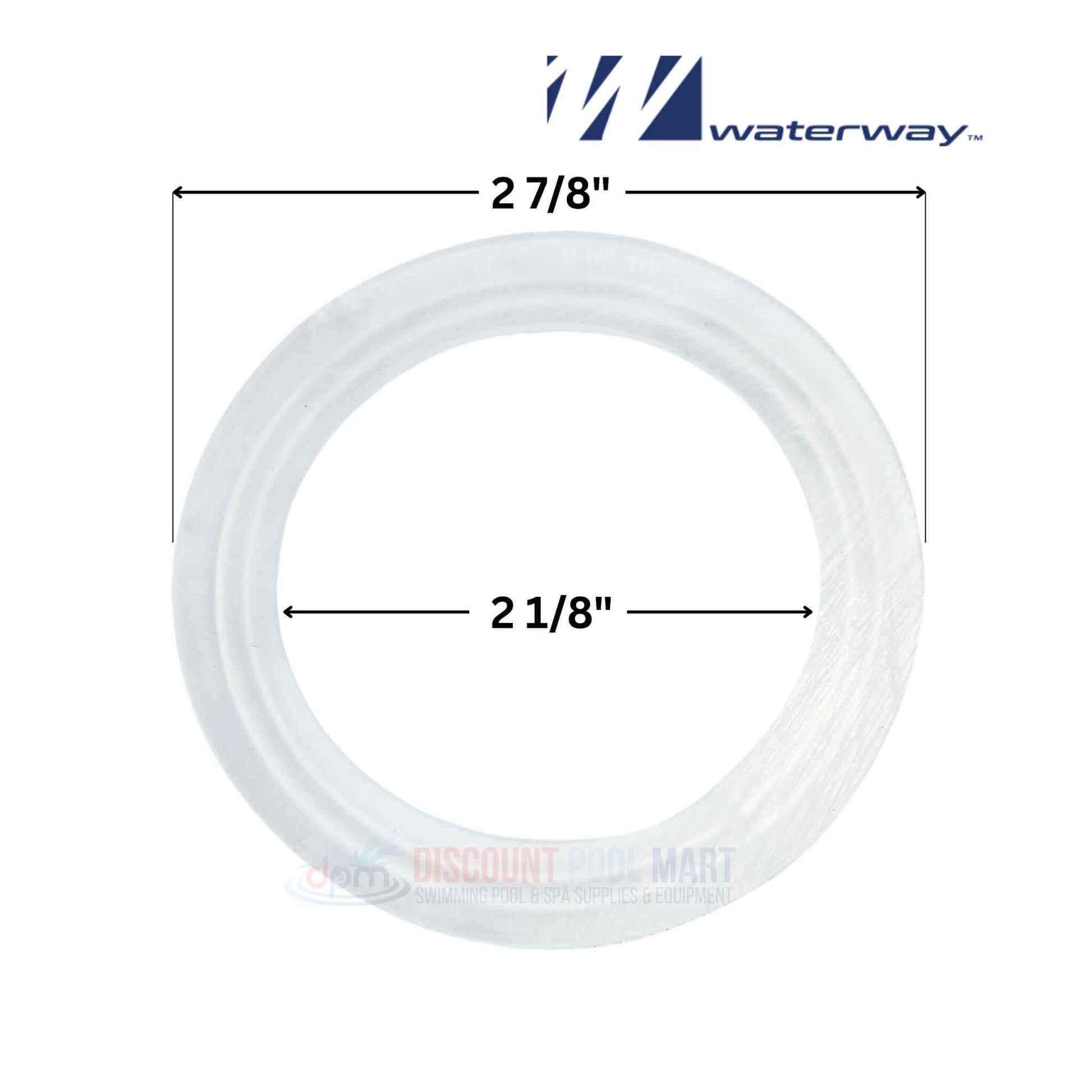 Waterway 711-4030 | Waterway Heater Union Gasket O-Ring | 2" shown from above with dimensions 2-7/8" and 2-1/8". Ideal for pool supplies.