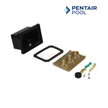 Pentair 78310600 | 3/4" Brass Junction Box For Lights | 3 Port with components on a white background, from Discount Pool Mart.