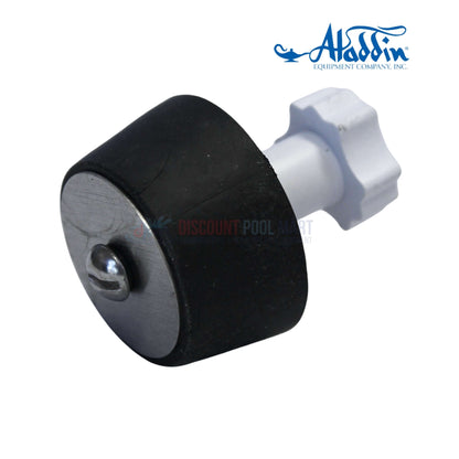 800-11 | Aladdin Pressure Test Rubber Plug 2" from Discount Pool Mart, showcasing black rubber and white wing nut for pool plumbing.