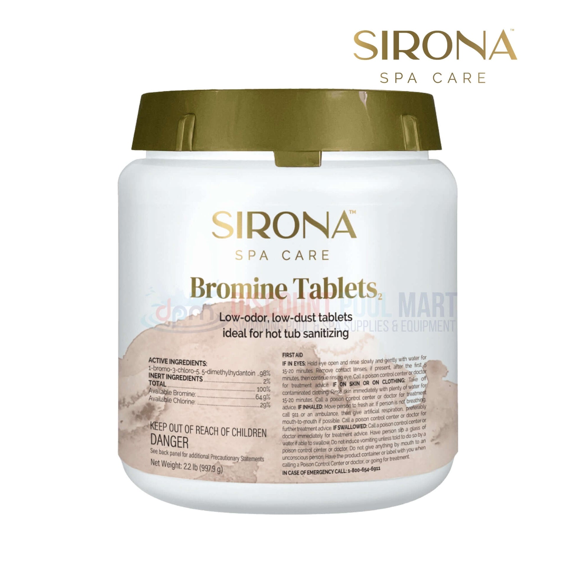 Sirona Spa Bromine Tablets 82235, 2.2 lbs, low-odor, low-dust for hot tub sanitizing, from Discount Pool Mart.