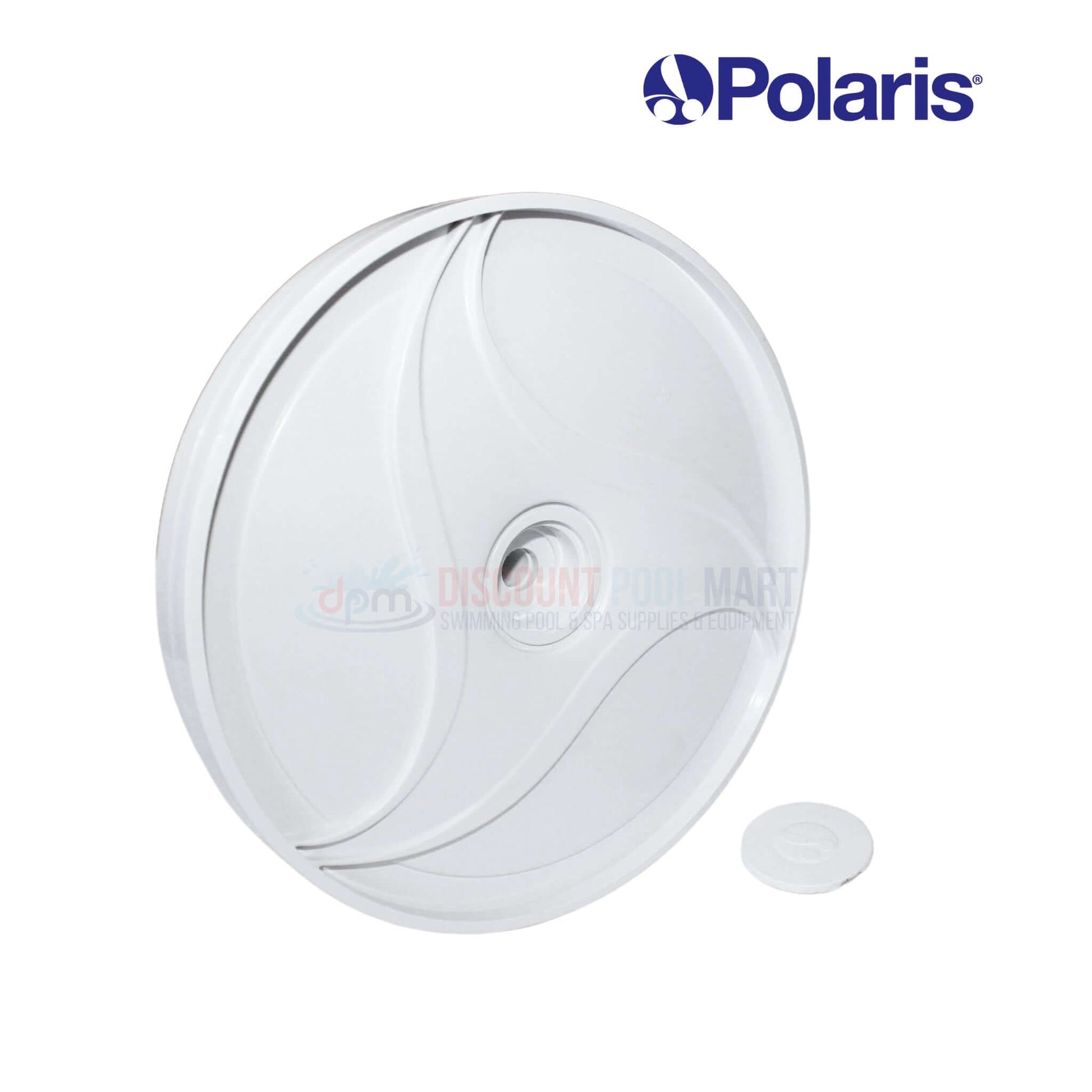 Polaris Double Sided Wheel 9-100-1008 shown from above, white color, designed for Polaris 360 & 380 cleaners from Discount Pool Mart.