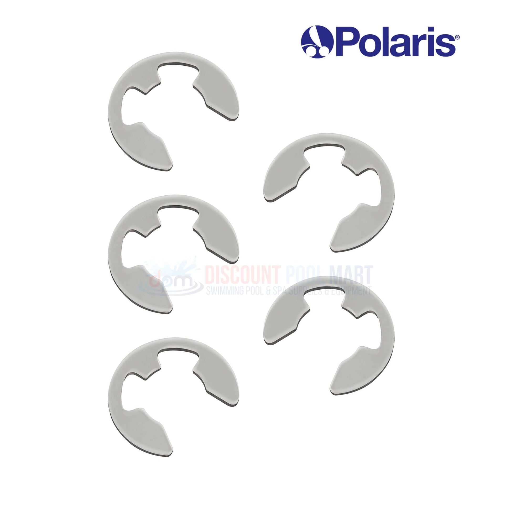 Polaris E-Clip stainless steel 5 pack 9-100-5110 from Discount Pool Mart, ideal for pool cleaner maintenance and repairs.