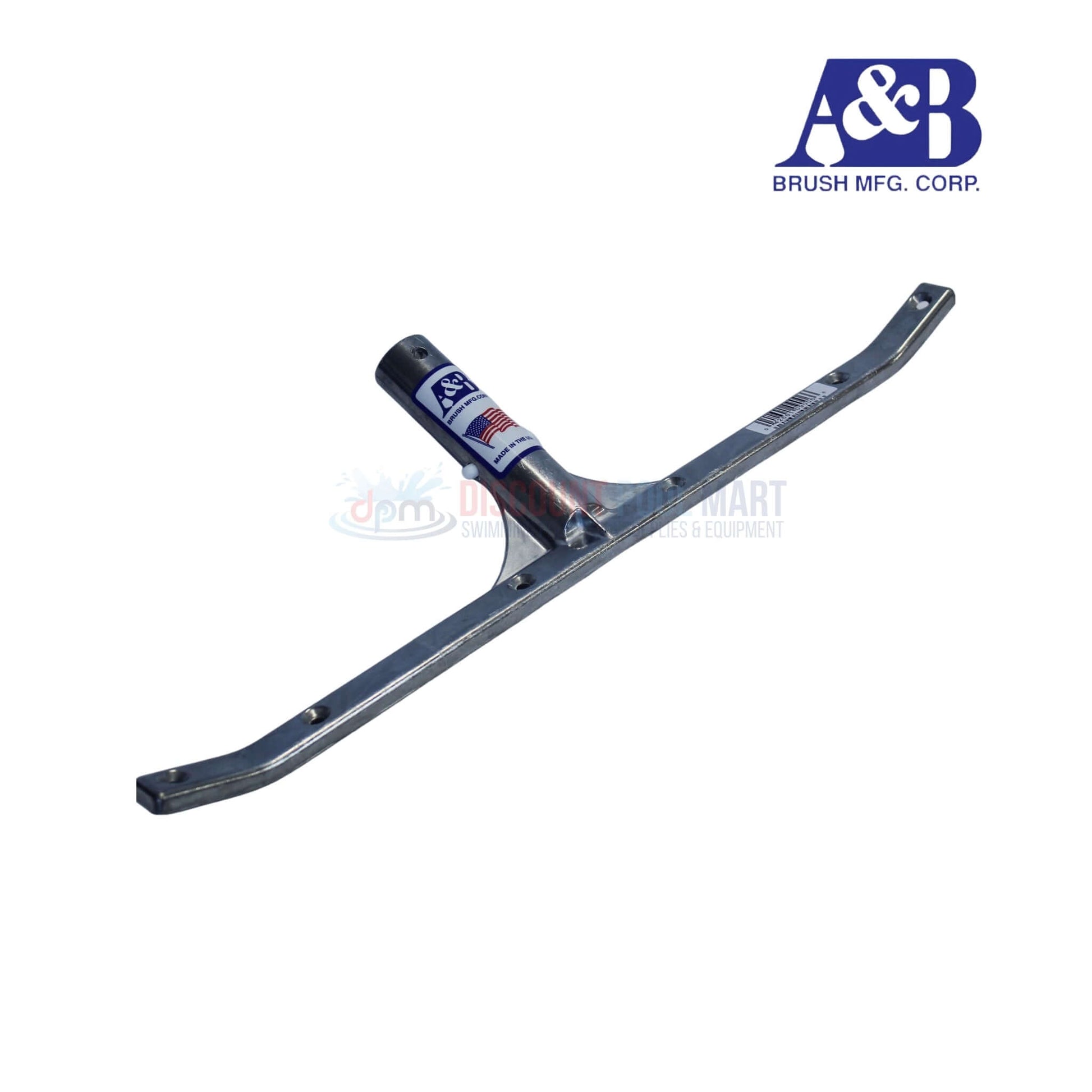 9006 | A&B 18" Curved Back Only Brush Handle with aluminum design, shown from the side for pool cleaning. Available at Discount Pool Mart.
