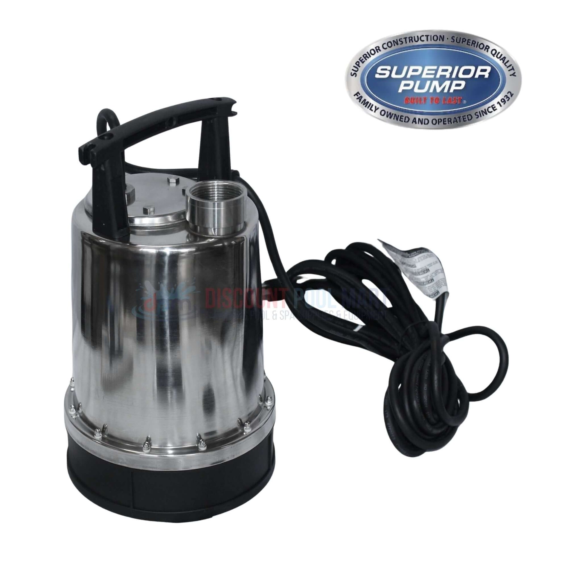 Stainless steel 91592 | Superior Pump Stainless Steel Utility 1/2HP Pump | 25' Power Cord for pool and water transfer.