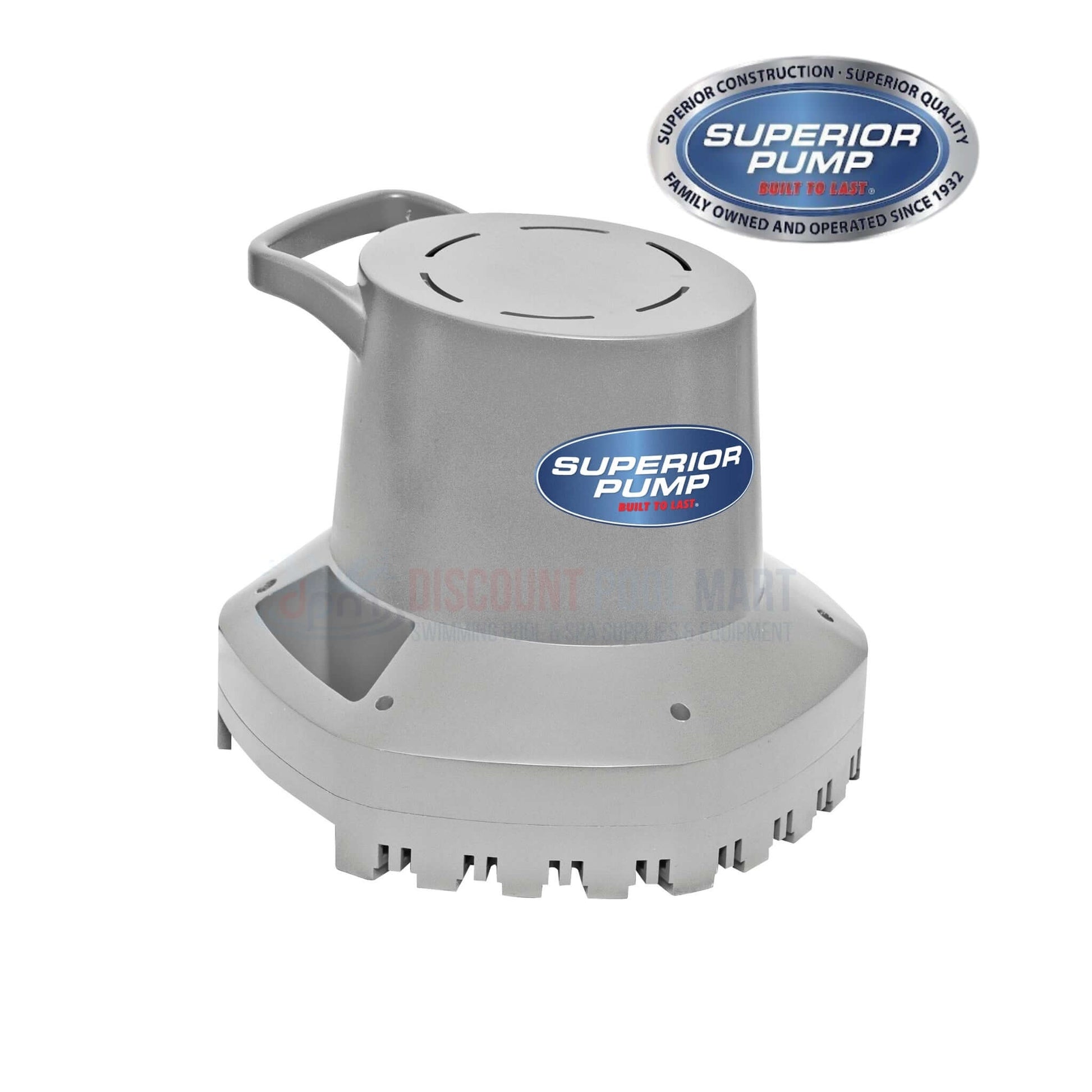 Superior Pump 92395 Automatic Pool Cover Pump 2100 GPH in gray, ideal for removing rainwater from pool covers. Discount Pool Mart.