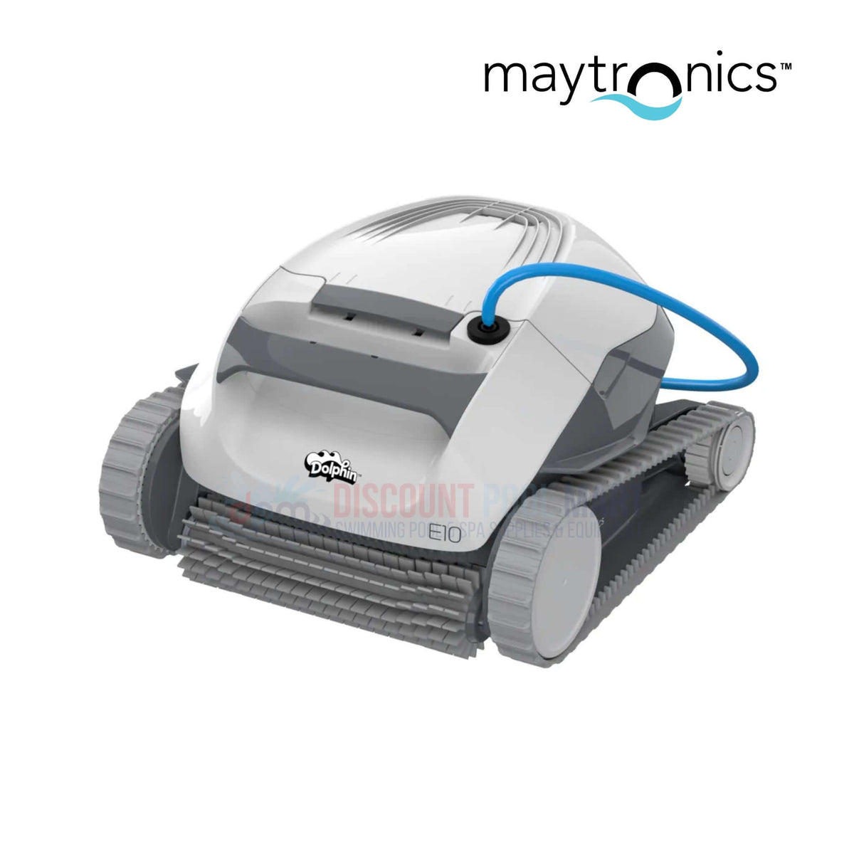99996133-USF | Dolphin E10 Robotic Pool Cleaner from Discount Pool Mart, side view, gray color, designed for above-ground pools.
